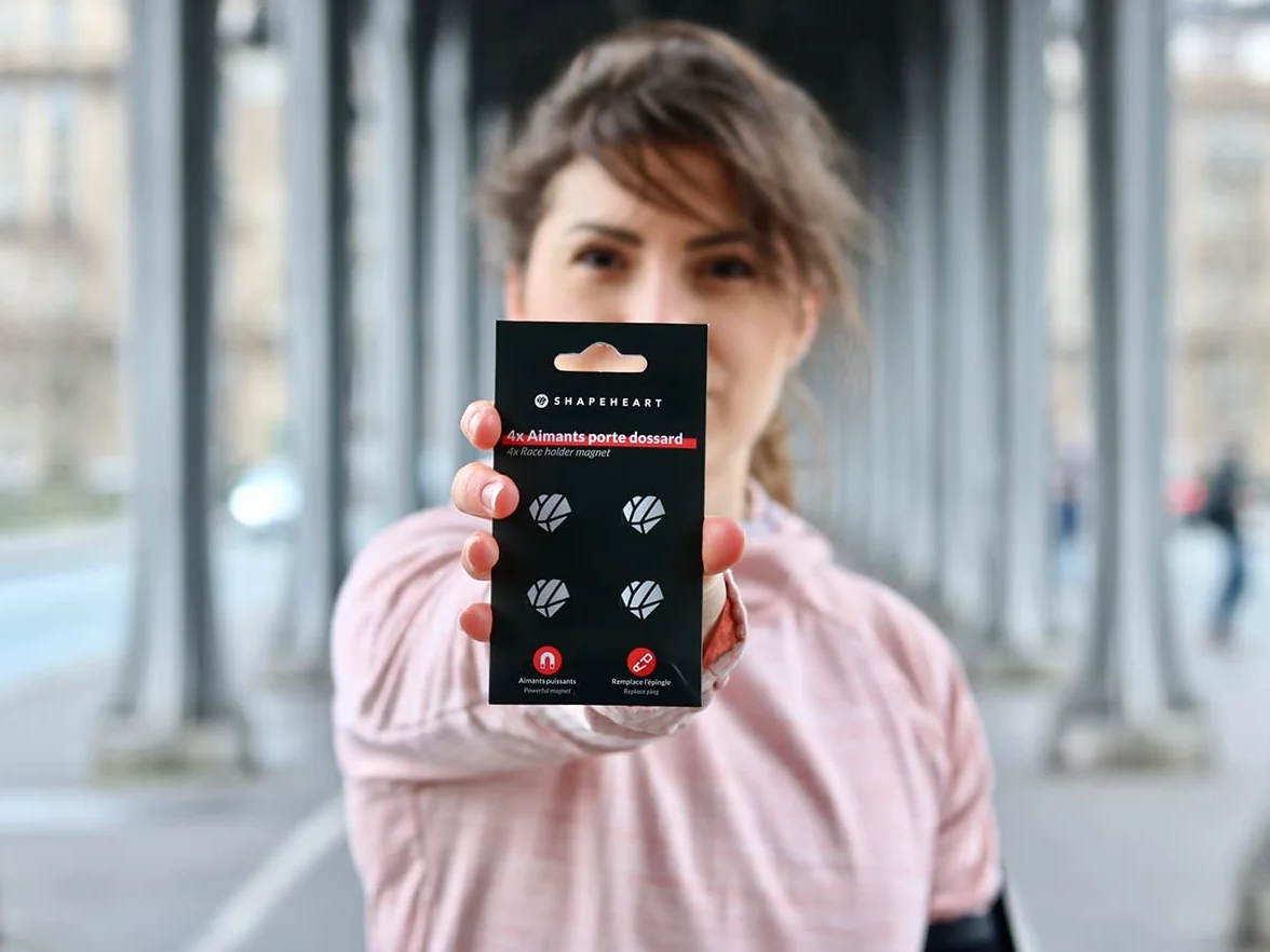 Shapeheart Uniseks Bibs francuska innowacja, uchwyt na numer startowy do biegania, biegania w terenie, jazdy na rowerze. Magnetyczny supermocny, bez konieczności użycia igieł, dla dorosłych,
