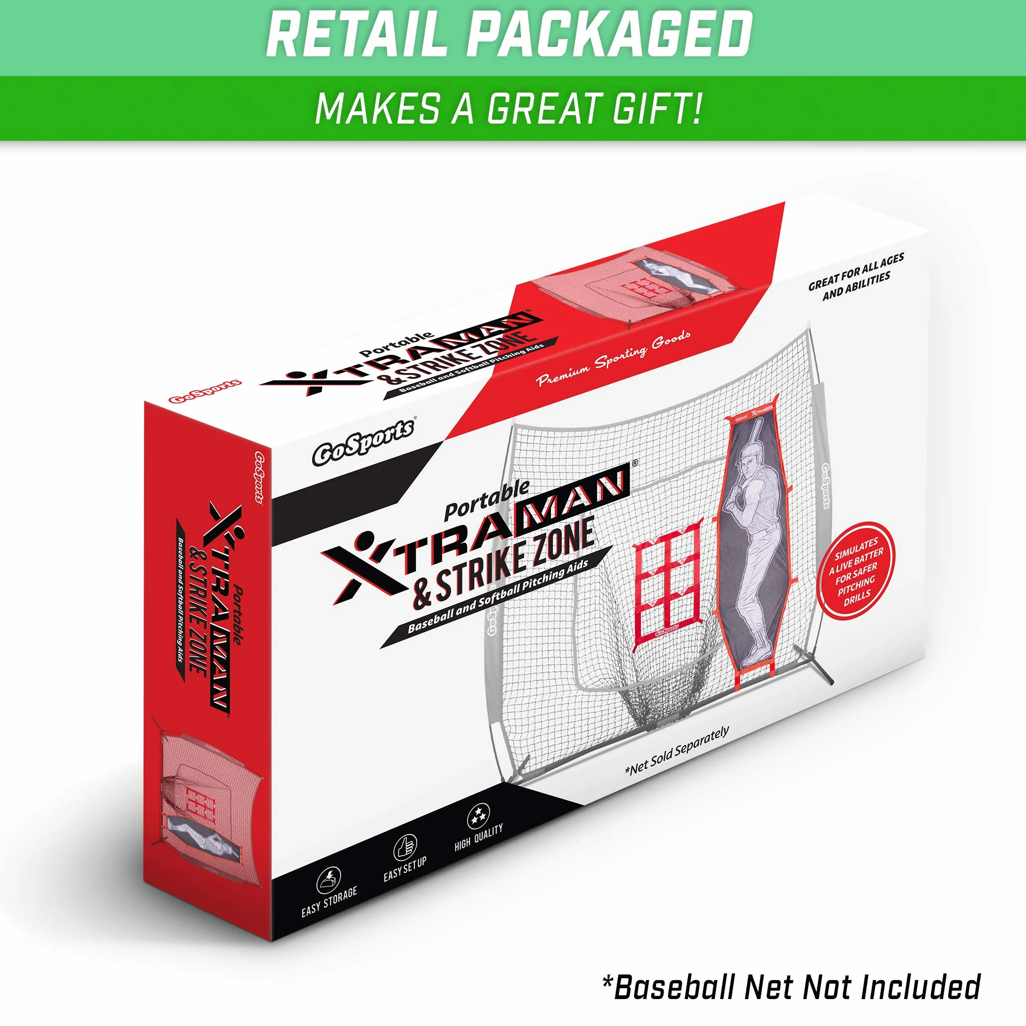 GoSports Zestaw do pitchingu baseballowego i softballu XTRAMAN, czerwony
