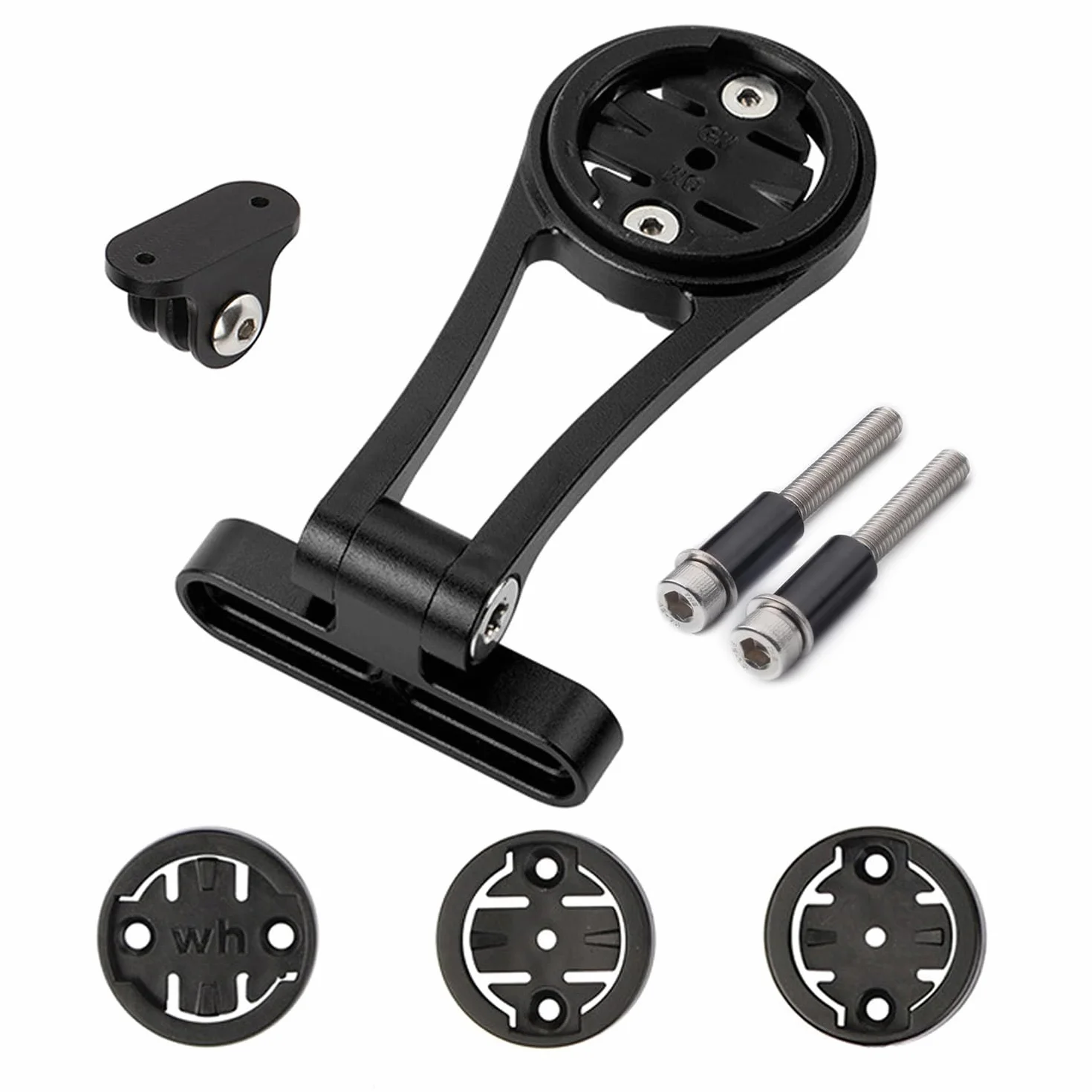 Regulowany uchwyt na komputer rowerowy do roweru szosowego (stop aluminium) Kompatybilny z Garmin Edge, Wahoo Elemnt, Bryton, Cateye, kamerą GoPro i lampą (Czarny)