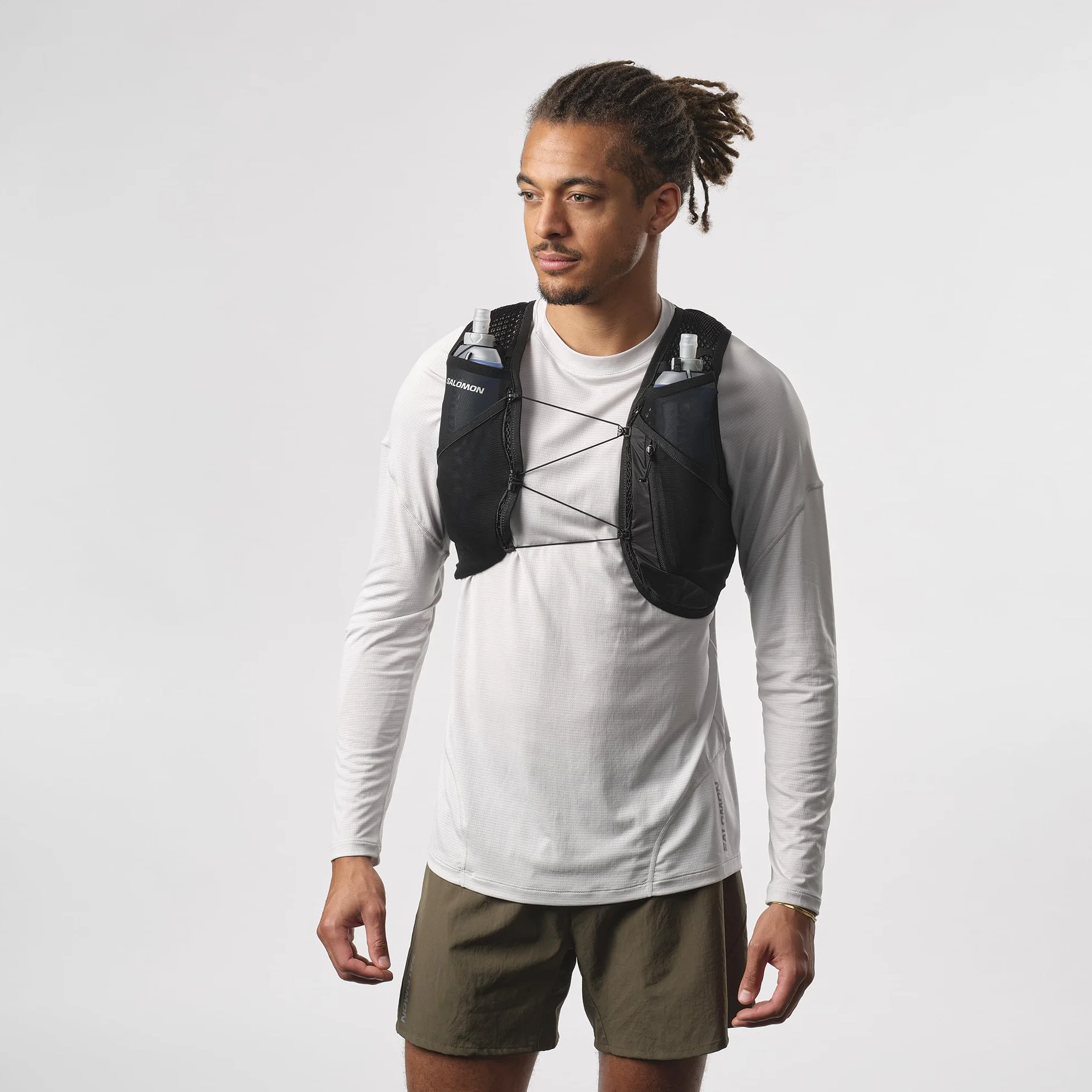Salomon Active Skin 4 Unisex kamizelka do biegania nawodnienie szlak turystyczny z butelkami w zestawie, precyzyjne dopasowanie, 4 l i zoptymalizowane przechowywanie, czarna, XS