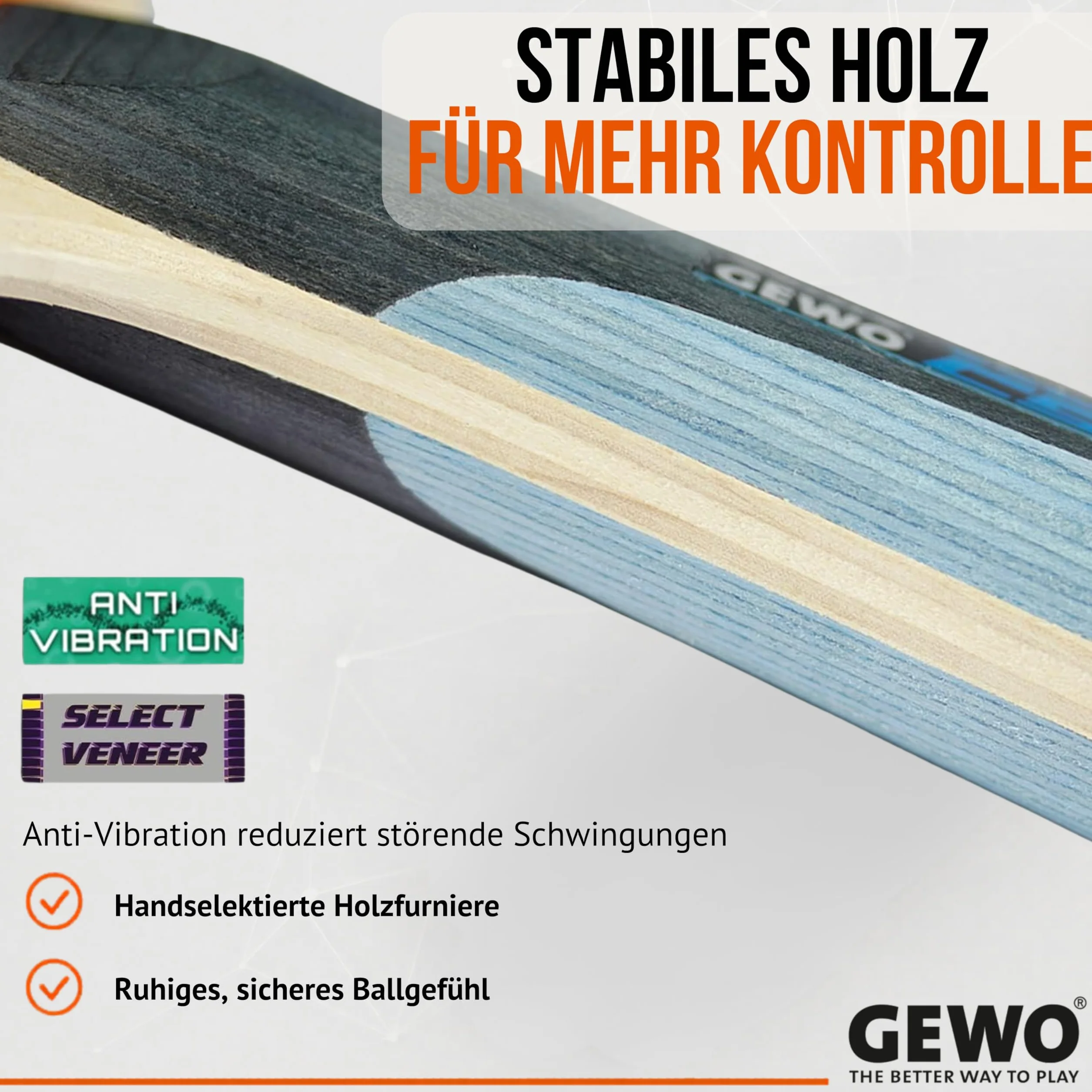 GEWO CS Energy Control rakieta do tenisa stołowego wklęsła szara niebieska