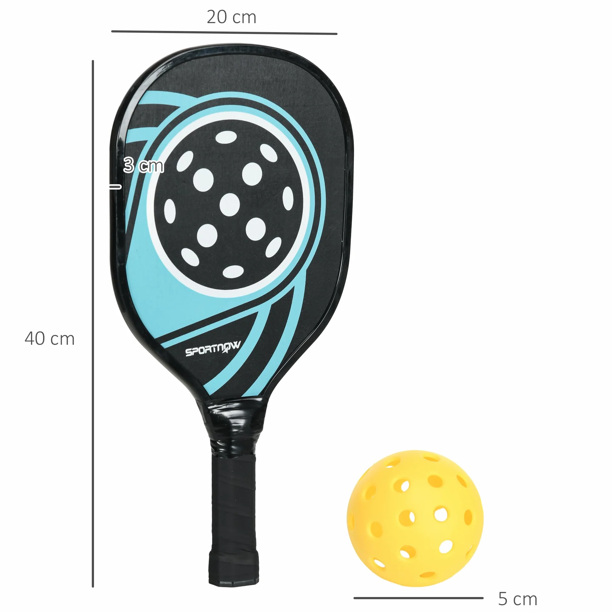 SPORTNOW Zestaw kijów do pikle, zestaw 4 kijów do pickleball, 4 piłki, torba do noszenia, zestaw do użytku wewnątrz i na zewnątrz, dla młodzieży i dorosłych