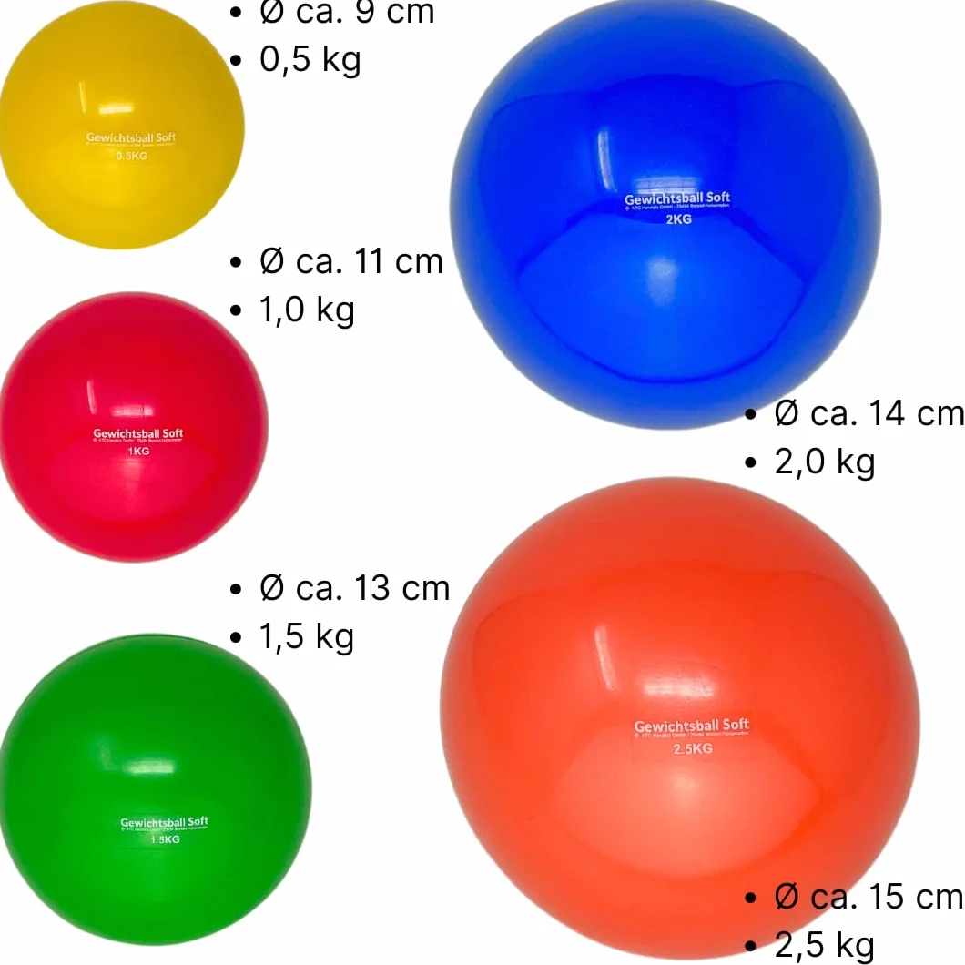 ATC Handels GmbH Piłka do ćwiczeń, miękka, wypełniona piaskiem, do jogi, pilatesu, rehabilitacji i fitnessu – piłka toningowa, piłka Heavy Ball