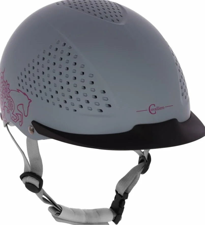 Covalliero Kask jeździecki Beauty 2.0, 4-punktowe mocowanie, szary, 48-51 cm