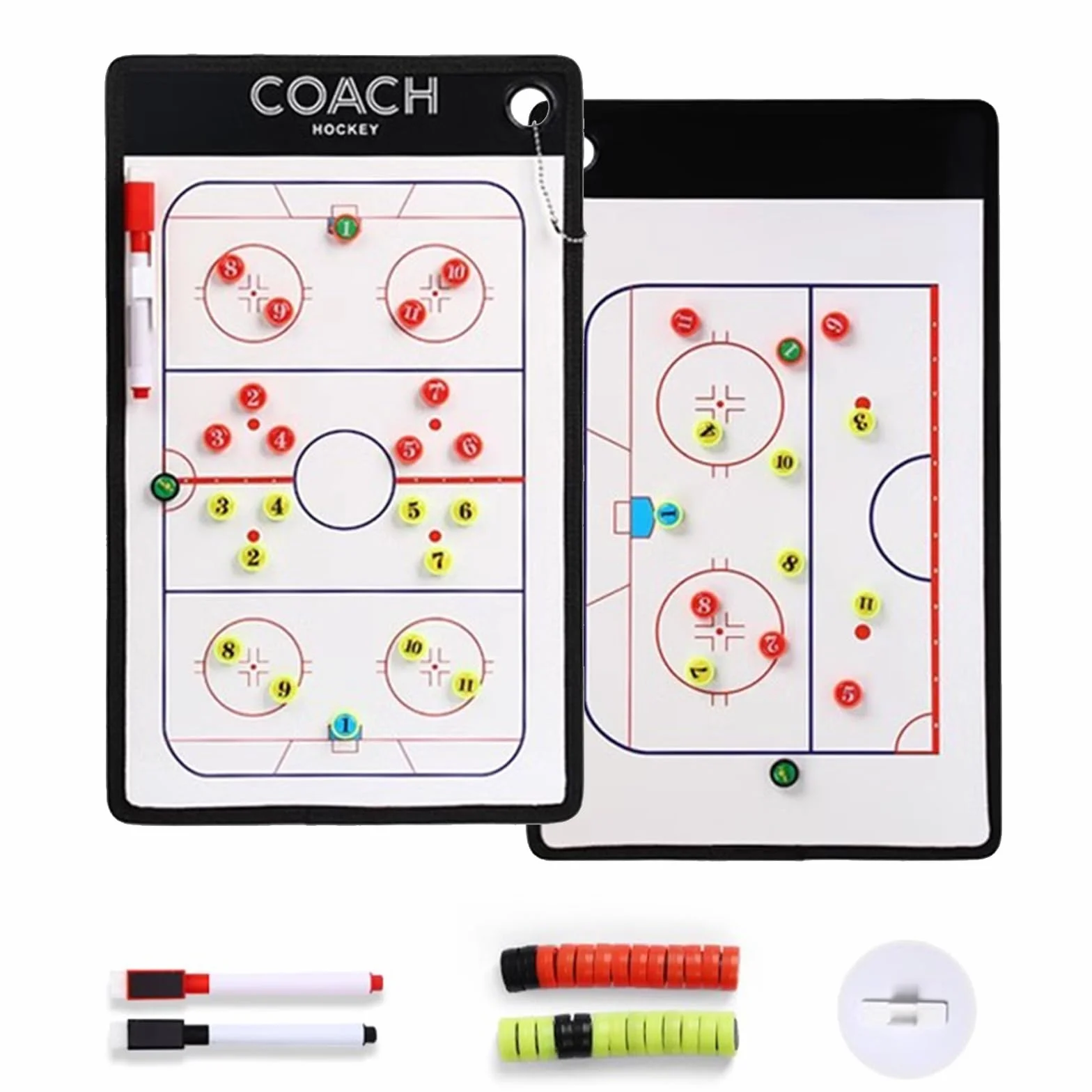 Magnetic Ice Hockey Coaching Board, Double-sided Dry Erase Clipboard, Portable Whiteboard, with Markers, Chess Pieces