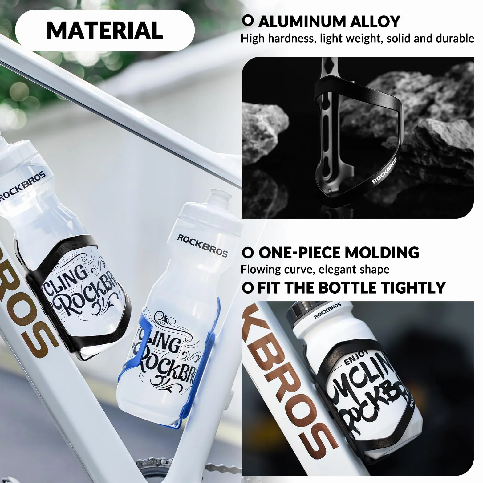 ROCKBROS Koszyk na Bidon Uchwyt na Butelkę Rowerowy Uchwyt na Napoje Stop Aluminium Wytrzymały Lekki ok. 40g Uniwersalny do MTB Rower Szosowy Rower Składany Wyścigowy Czarny