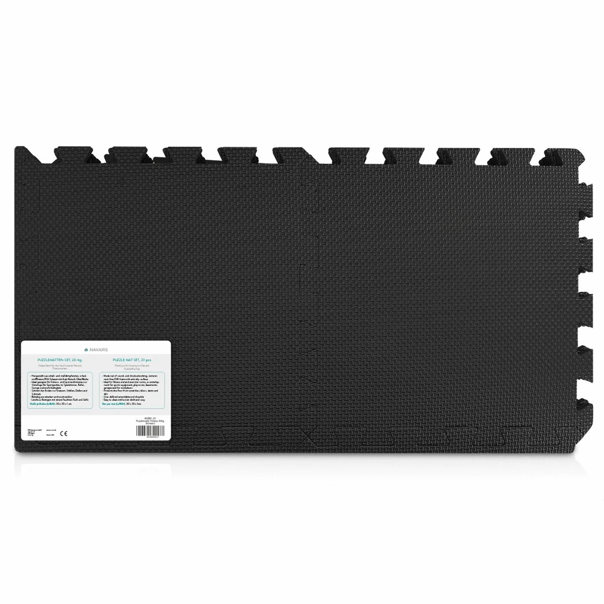 Navaris maty podłogowe z pianki EVA, 20 sztuk (30 x 30 x 1 cm), płytki ochronne z pianki EVA, do uprawiania sportu, ćwiczeń, siłowni, powierzchnia 1,8 m²