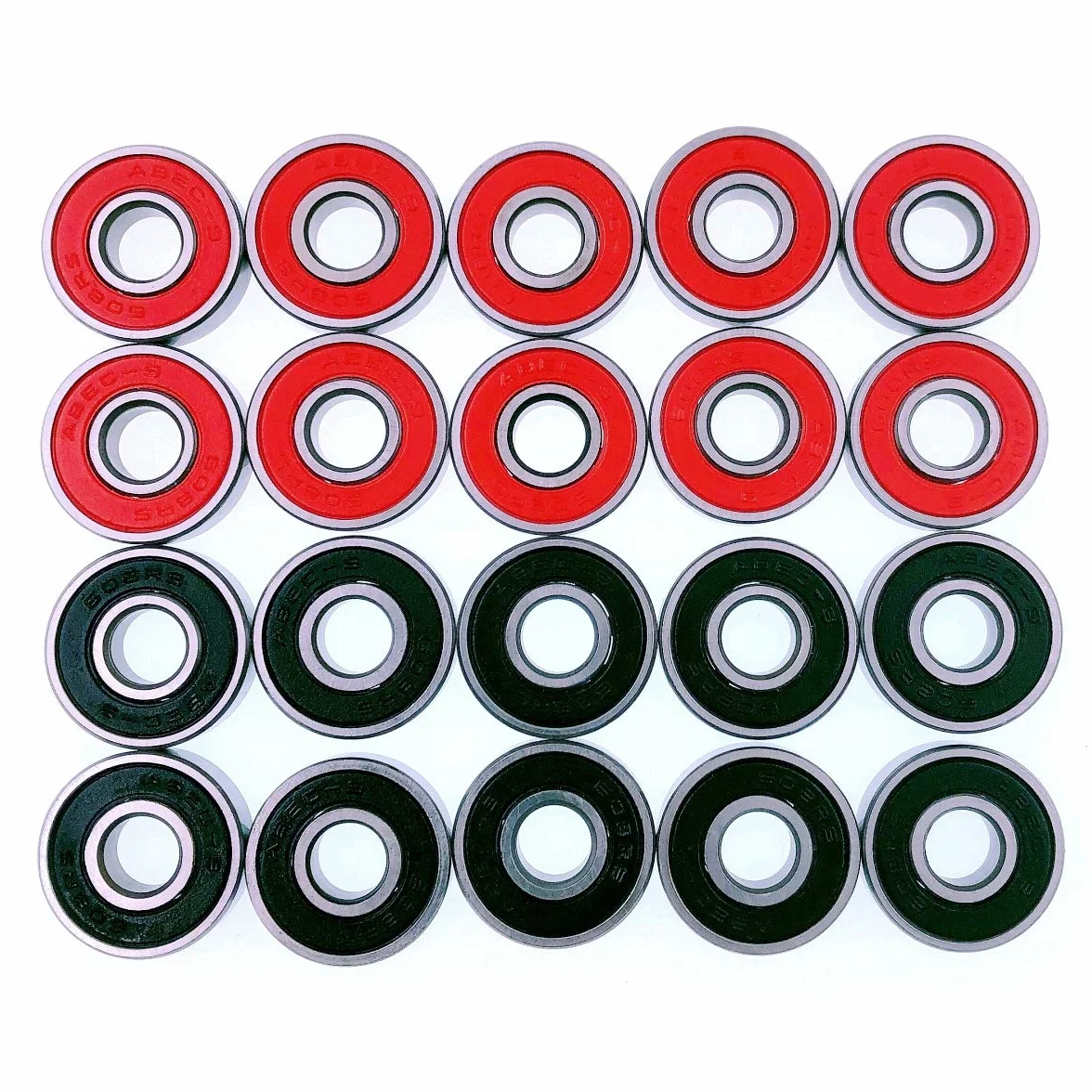 JZK 20 x Łożyska Skate 608 RS ABEC-9 Łożyska Rolki Łyżwy Rolki Łyżwy Skutery, Czerwony i Czarny
