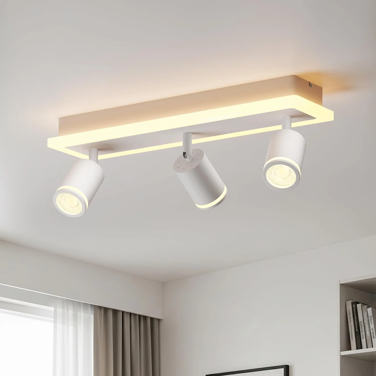 LVWIT Reflektor sufitowy LED 3-punktowy GU10 Biały, lampa sufitowa wychylna do kuchni, salonu