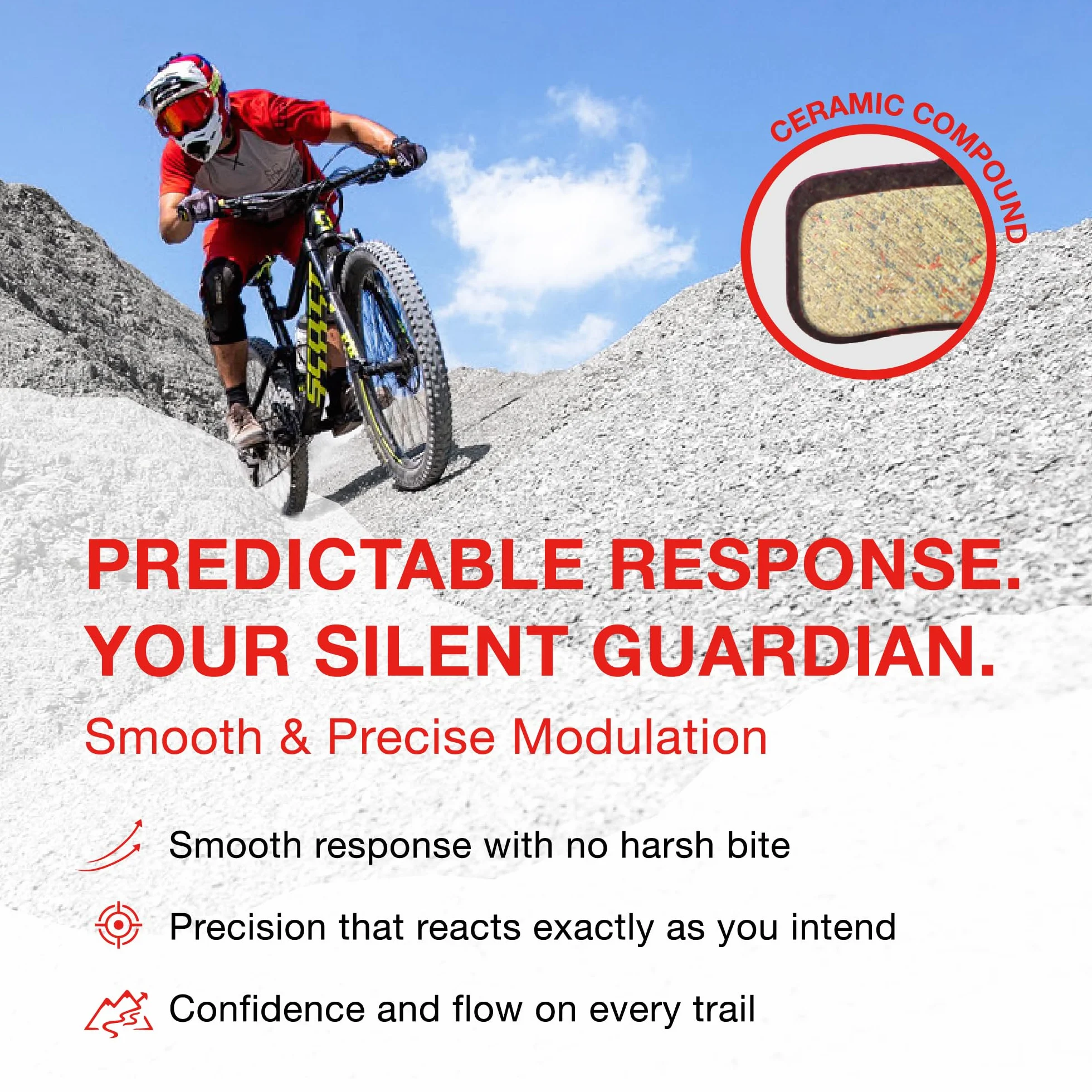 Top Brake Klocki hamulcowe tarczowe do roweru górskiego AVID SRAM R/RE/RSC Jazda RE | MTB, Downhill, rower szlakowy | Kompozycja ceramiczna, wersja wydajności, czerwona (dołączony)