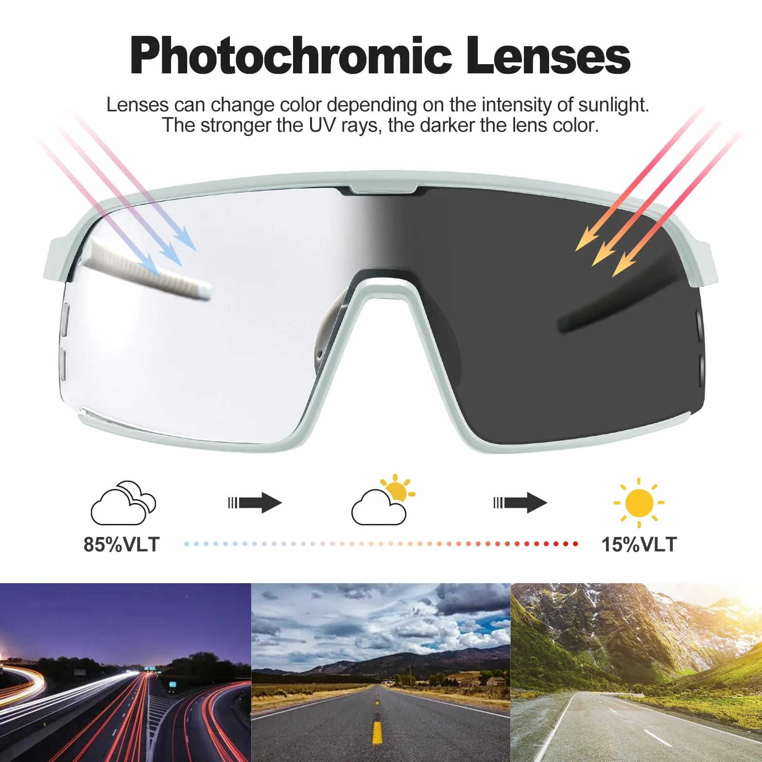 Odoland Fotochromowe okulary przeciwsłoneczne UV400 antyodblaskowe sportowe