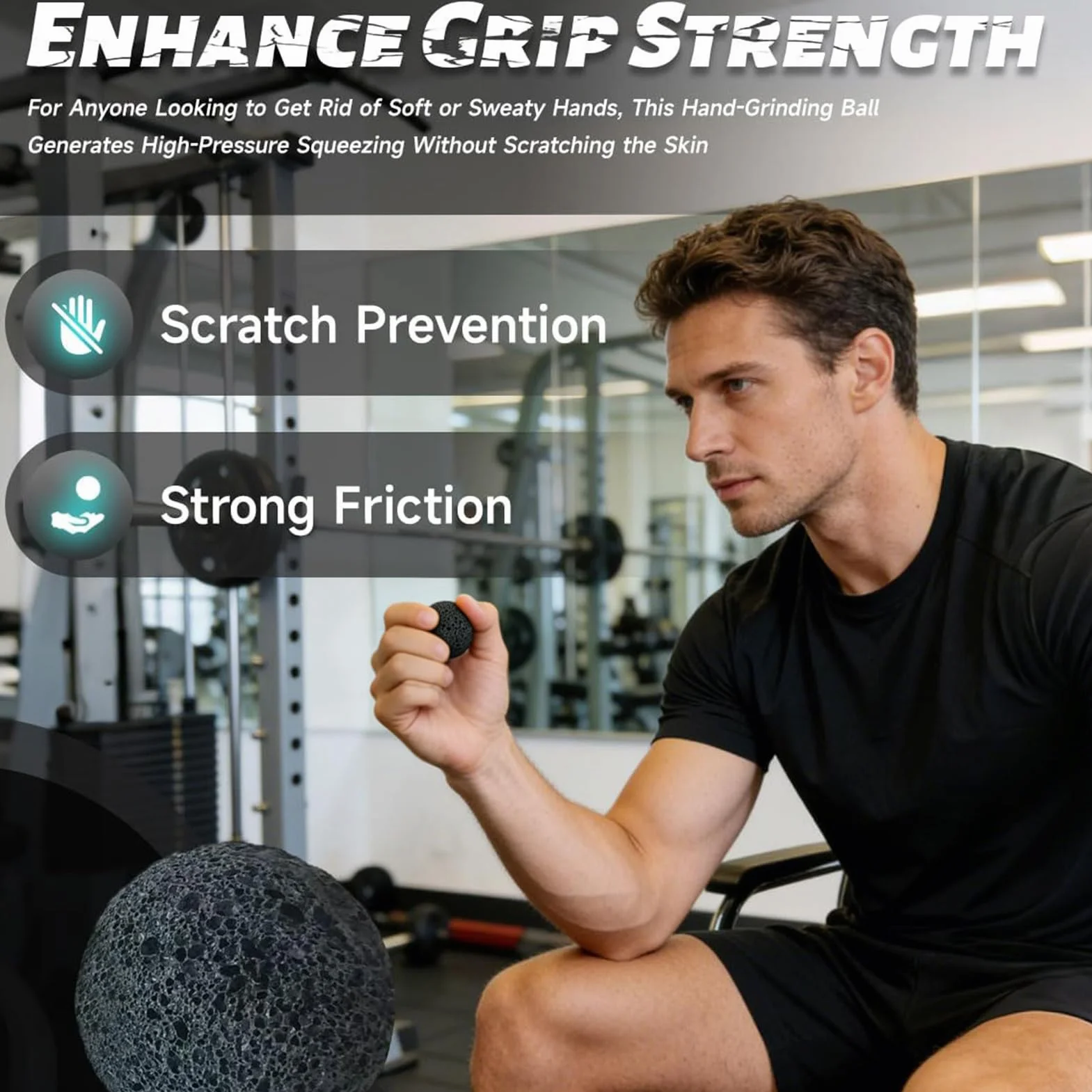 Callus Ball with, Hand Rock Climbing Palm Trainer with Base, 1.57 Inches Solid Sphere, Textured Rubber Material, Modern Round Style for Athletes, Fitness Grip Tools for Beginners Professionals