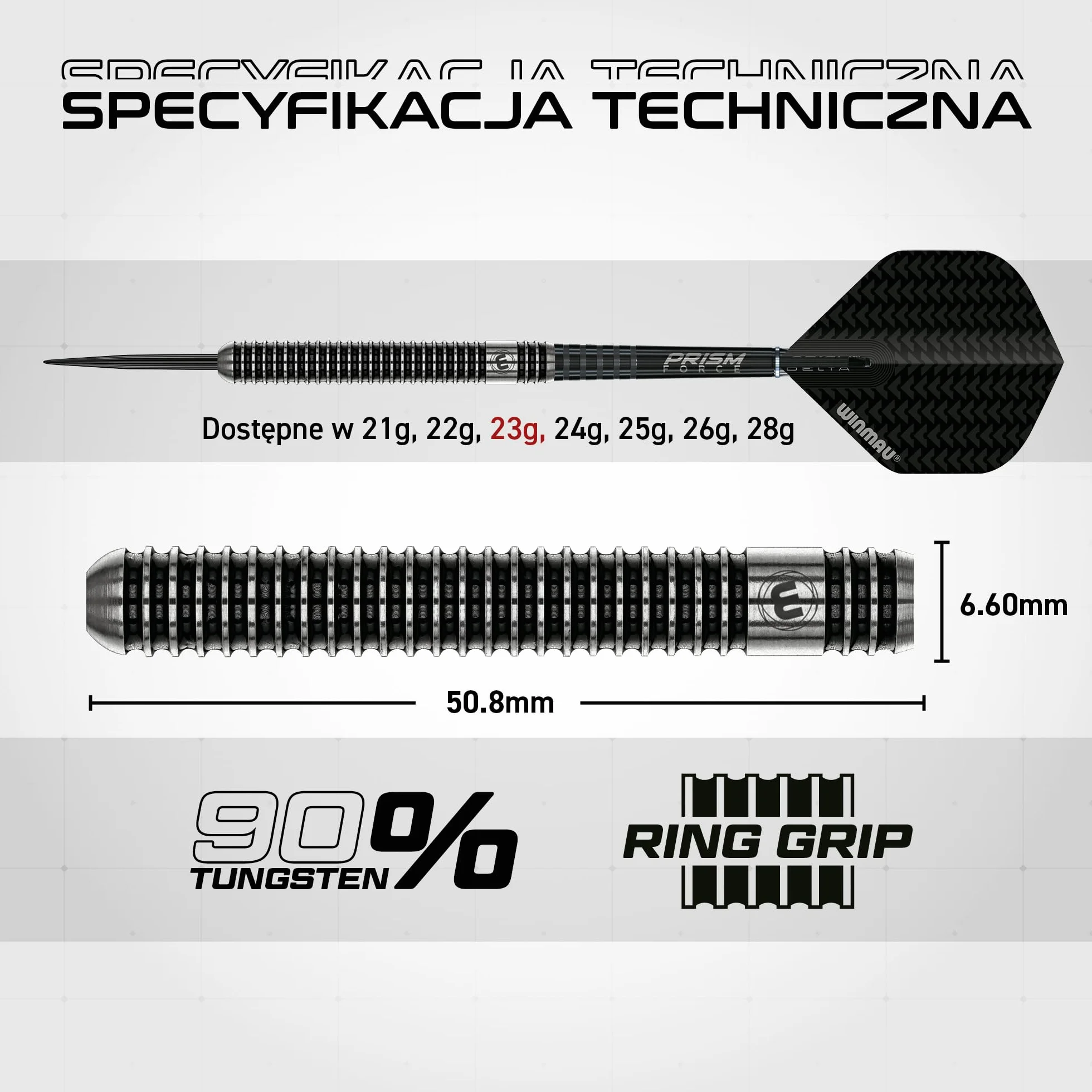 Winmau Zestaw rzutek zaciemniających z wolframu z lotkami i trzonkami (łodygi)