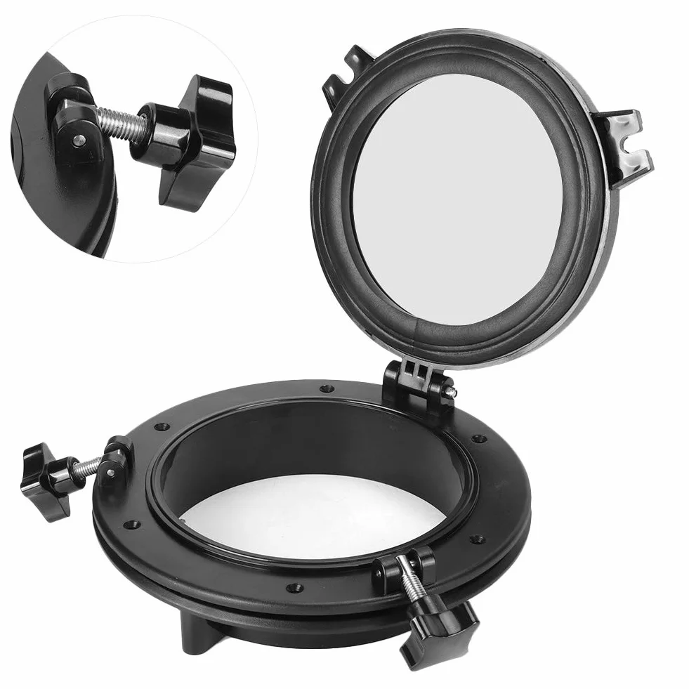 Akozon Bulaj do łodzi 8 w jachtu, okrągłe otwarcie, do jachtu, do łodzi, bulaju, ze szkła hartowanego, 265 mm, biały, do przyczepy kempingowej, łodzi, jachtu, do okien łodzi, bulajów, szkła hartowanego