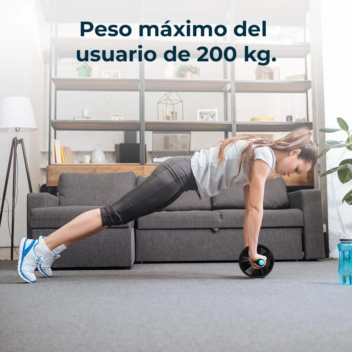 Cecotec Małe koło brzuszne DrumFit AB Wheel, trening funkcjonalny, antypoślizgowe uchwyty ComfortFit i SweatProof, gumowa mata EVA, SilenceFit, maks. 200 kg