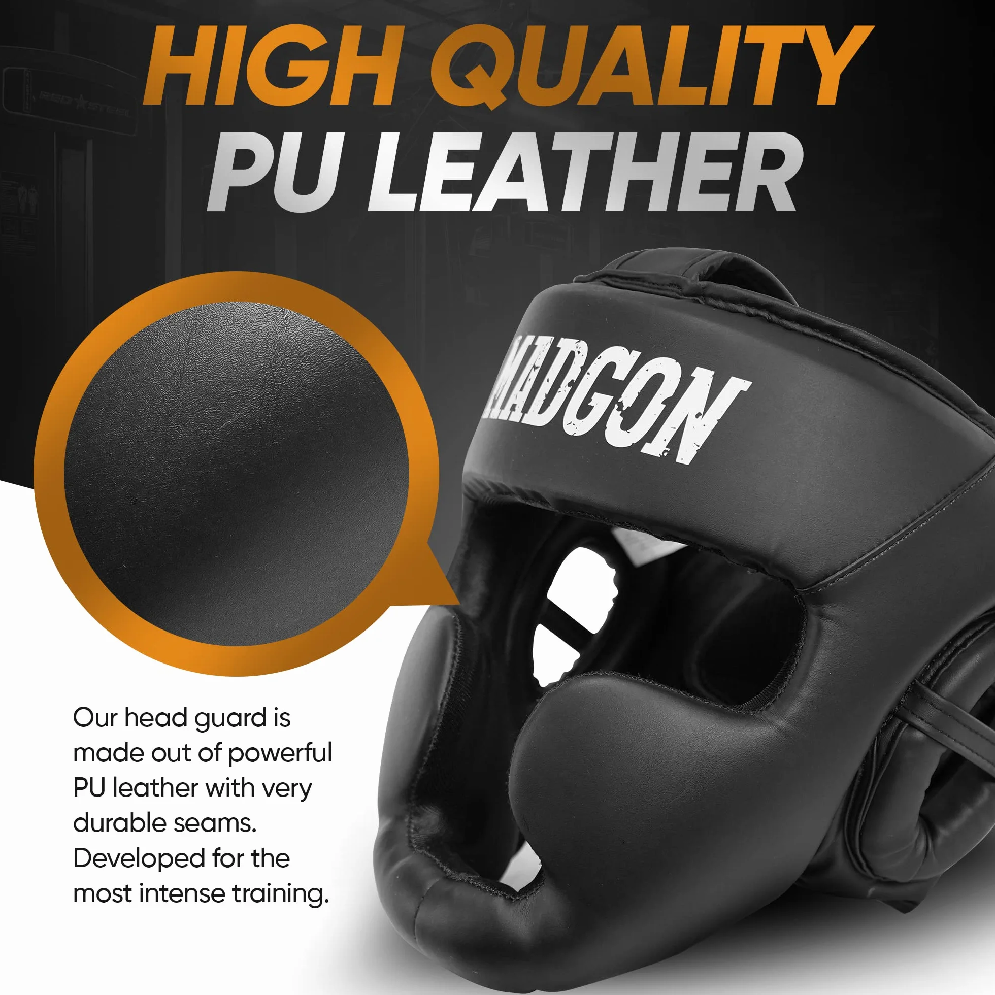 MADGON Kask Bokserski z Absorbcją Uderzeń! Pełna Ochrona Głowy – Idealna Widoczność i Minimalne Pocenie – Kask Ochronny dla Sztuk Walki, Boksu, Kick Boxingu, Sparringu – Kask MMA z Torbą w Zestawie!