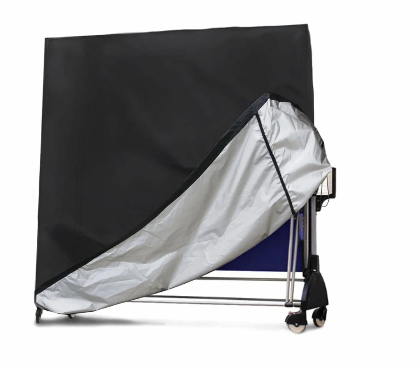 AMSAMOTION Pokrowiec na stół do tenisa stołowego Ping Pong Pokrowiec ochronny Heavy Duty Wodoodporny Wiatroszczelny Anty-UV Oxford Tkanina Ochronna na zewnątrz 165 × 70 × 185 cm