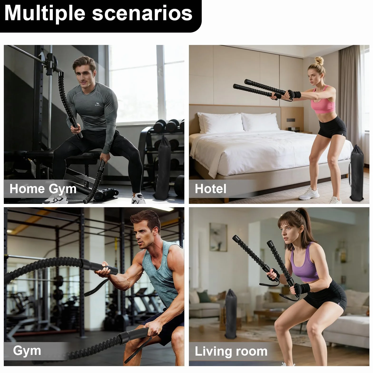 2 sztuki Air Rope, linka do walki z antypoślizgowym uchwytem, przenośna linka fitness, oszczędność miejsca, domowe urządzenie gimnastyczne do treningu siłowego, budowy mięśni, domu, na siłownię