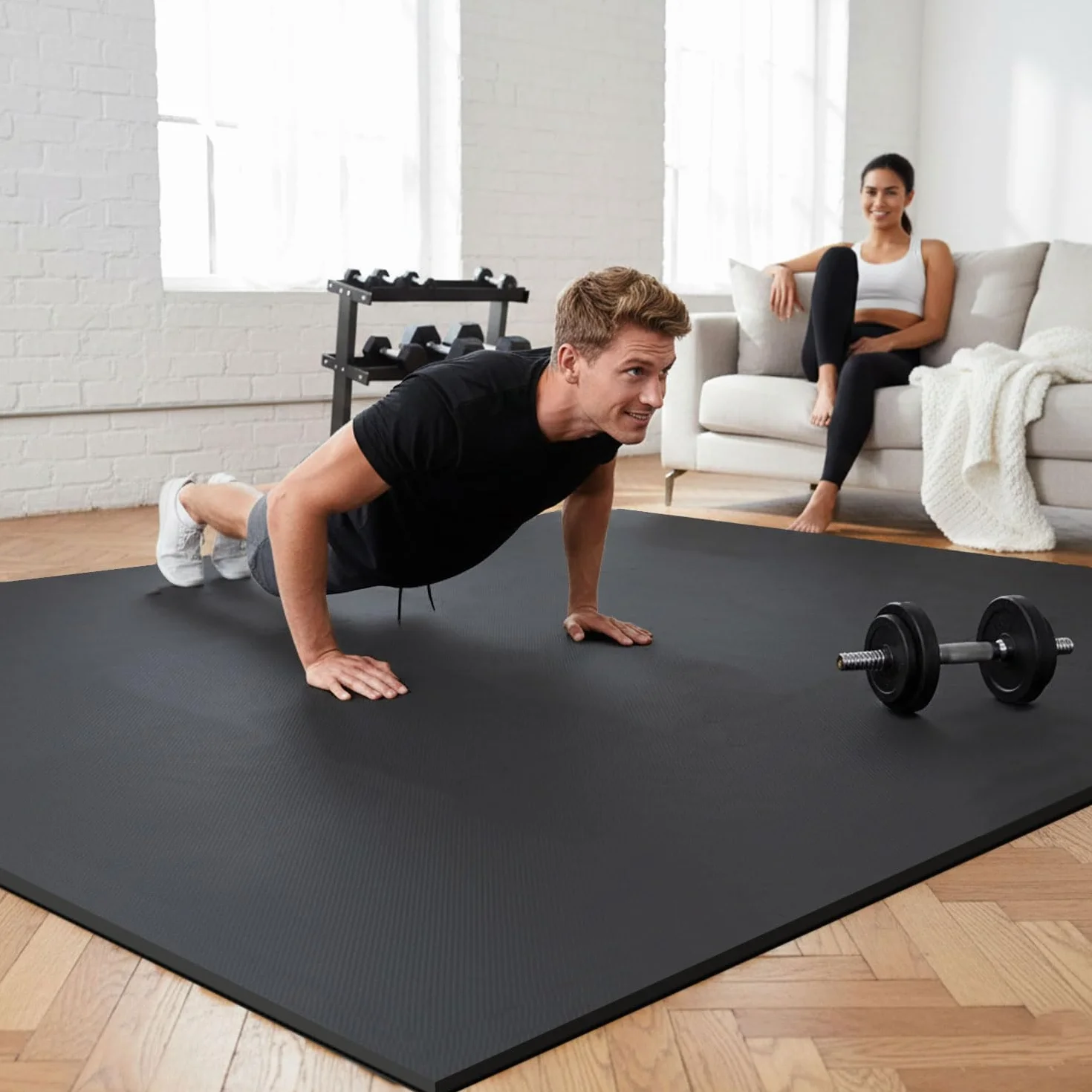 eyepower 1,7 m² mata ochronna na pod?og? Fitness 18 p?yt pod?ogowych 30 x 30 Homegym mata do fitnessu mata pod?ogowa do si?owni, sprz?t fitness, mata izolacyjna do bie?ni, roweru, urz?dzenia