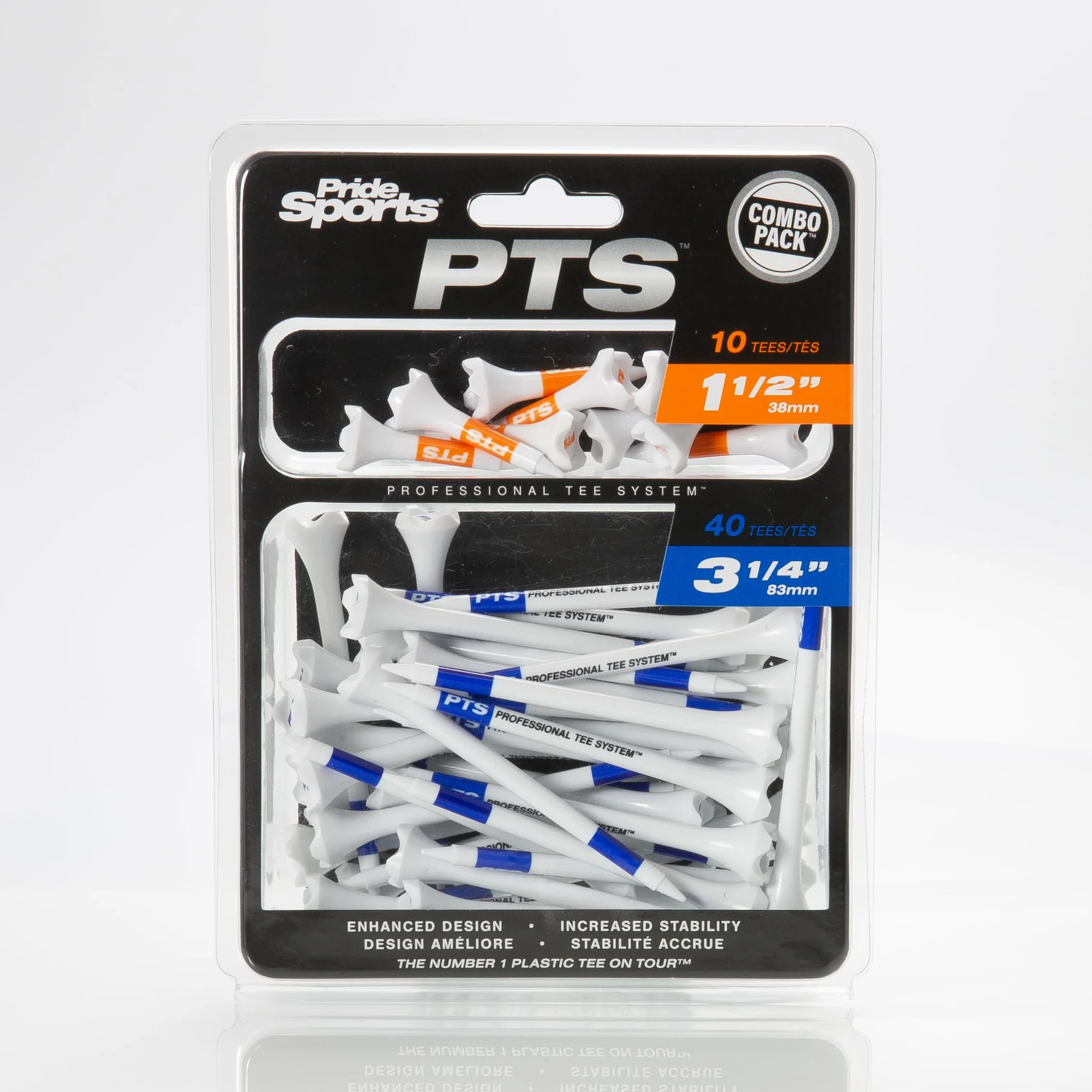 Pride Golf Tee Pride Professional Tee System, zestaw plastikowych kołeczków golfowych Pride Performance, 3-1/4 cala