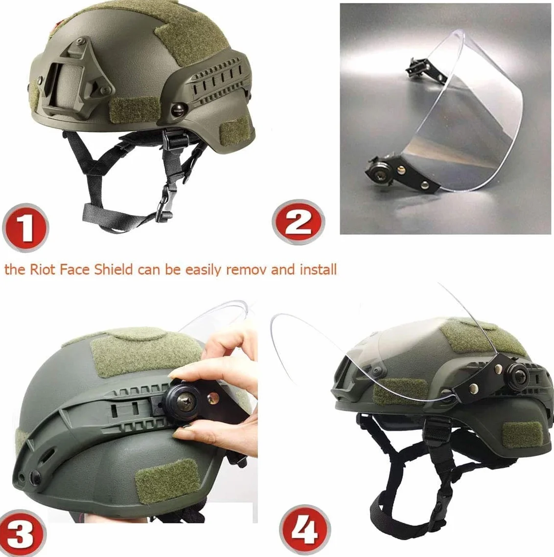 Kask ochronny taktyczny Mich 2000 Action Version z uchwytem NVG i maską wizjera do Airsoft Paintball