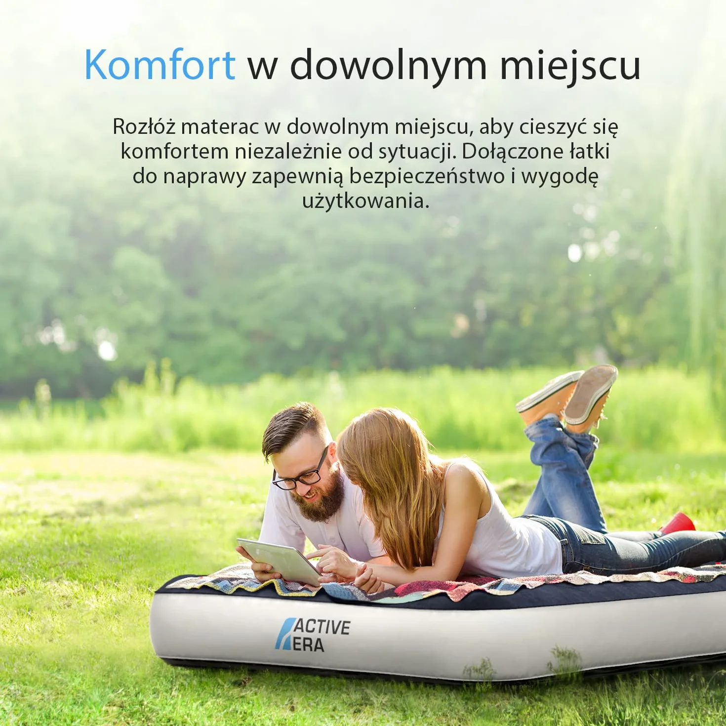 Active Era Materac Dmuchany Samopompujący 200x100cm Wodoodporny