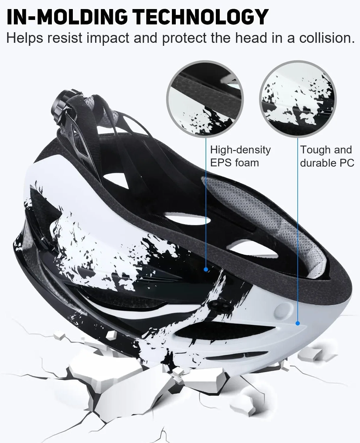 Kask rowerowy dla mężczyzn i kobiet, lekki kask rowerowy ze światłem LED, magnetyczna osłona przeciwsłoneczna, rower górski i szosowy, dla dorosłych, regulowany rozmiar 57-62 cm