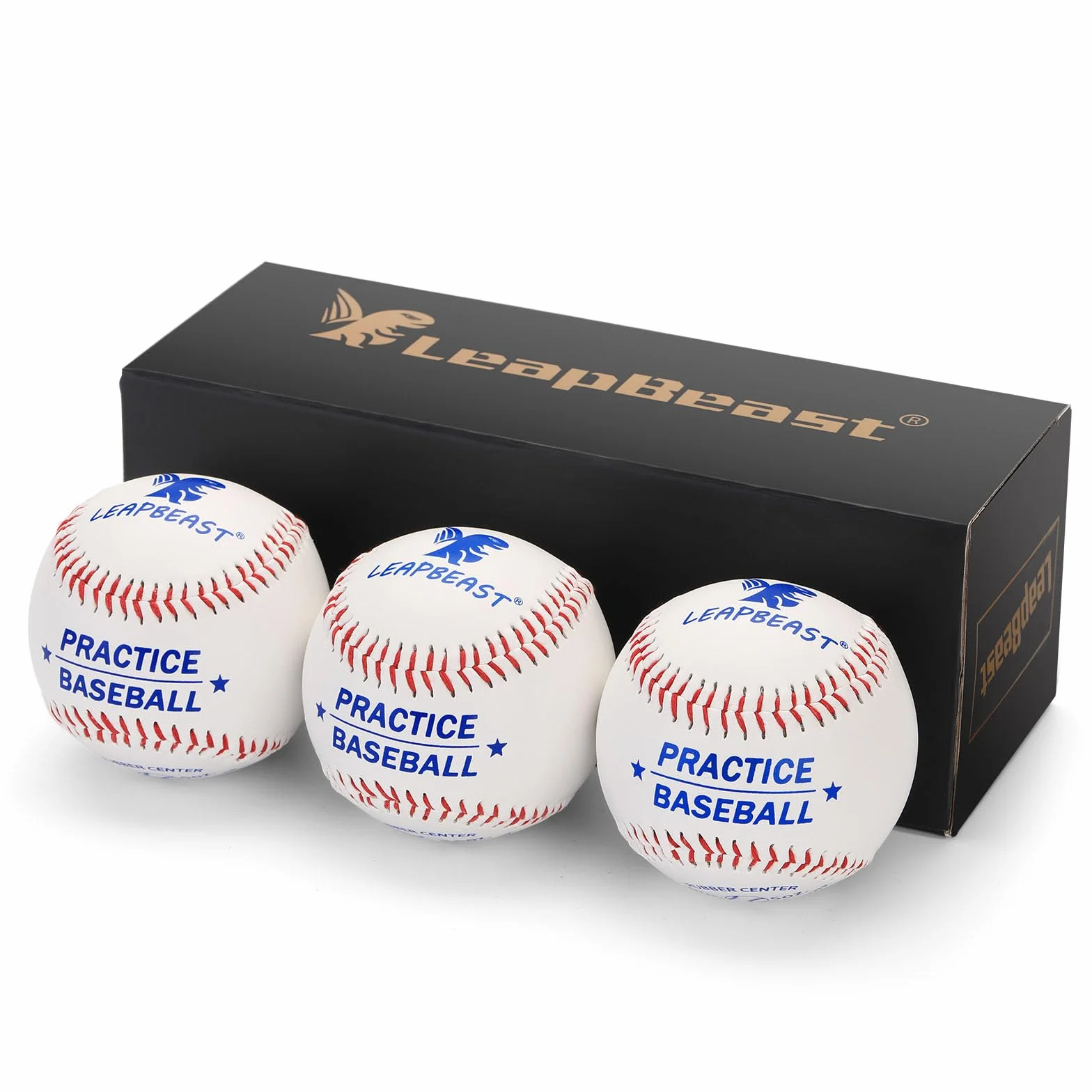 LeapBeast 3 sztuki piłek do baseballu, twardy/miękkie do baseballu, 9 cali, ręcznie robione piłki do baseballu do treningu ćwiczeń dla początkujących młodzieży