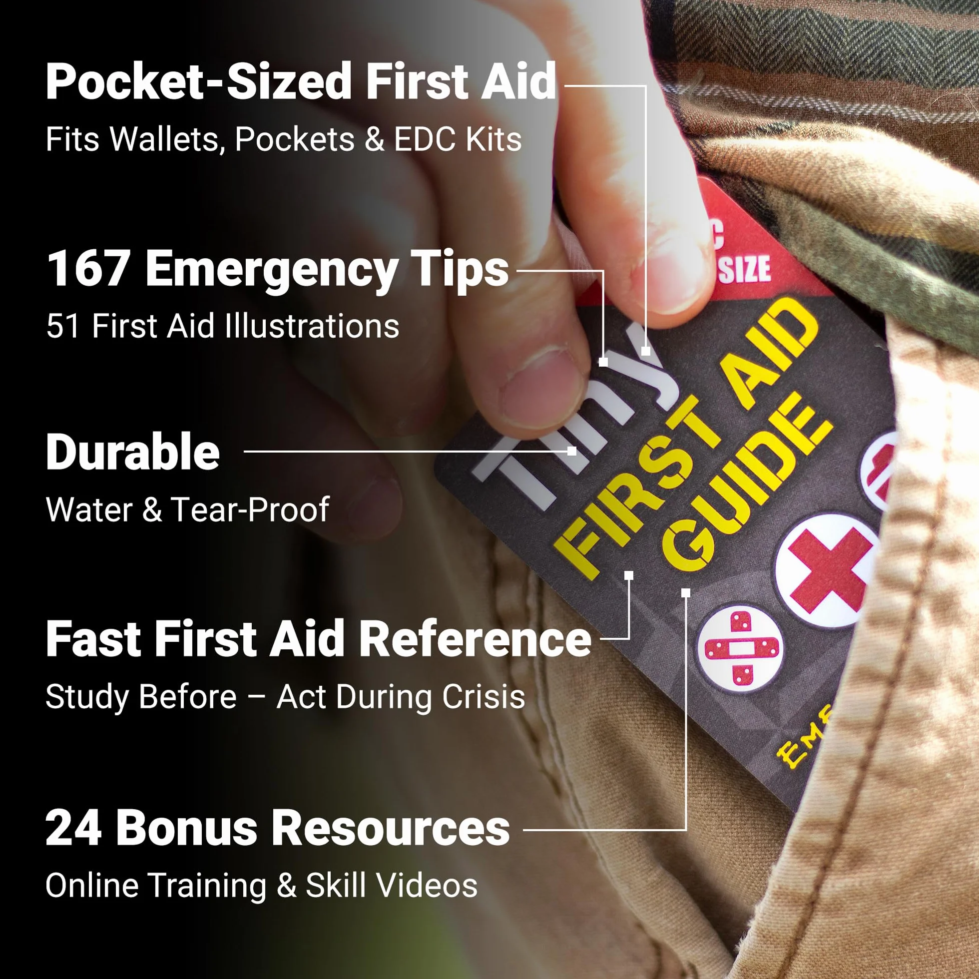 The Ultimate Survive Anything Tiny Survival Guide for Emergency Disaster Micro Guide First Aid Survival Pocket Handbook Łatwo mieści się w portfelu, etui na rękawiczki