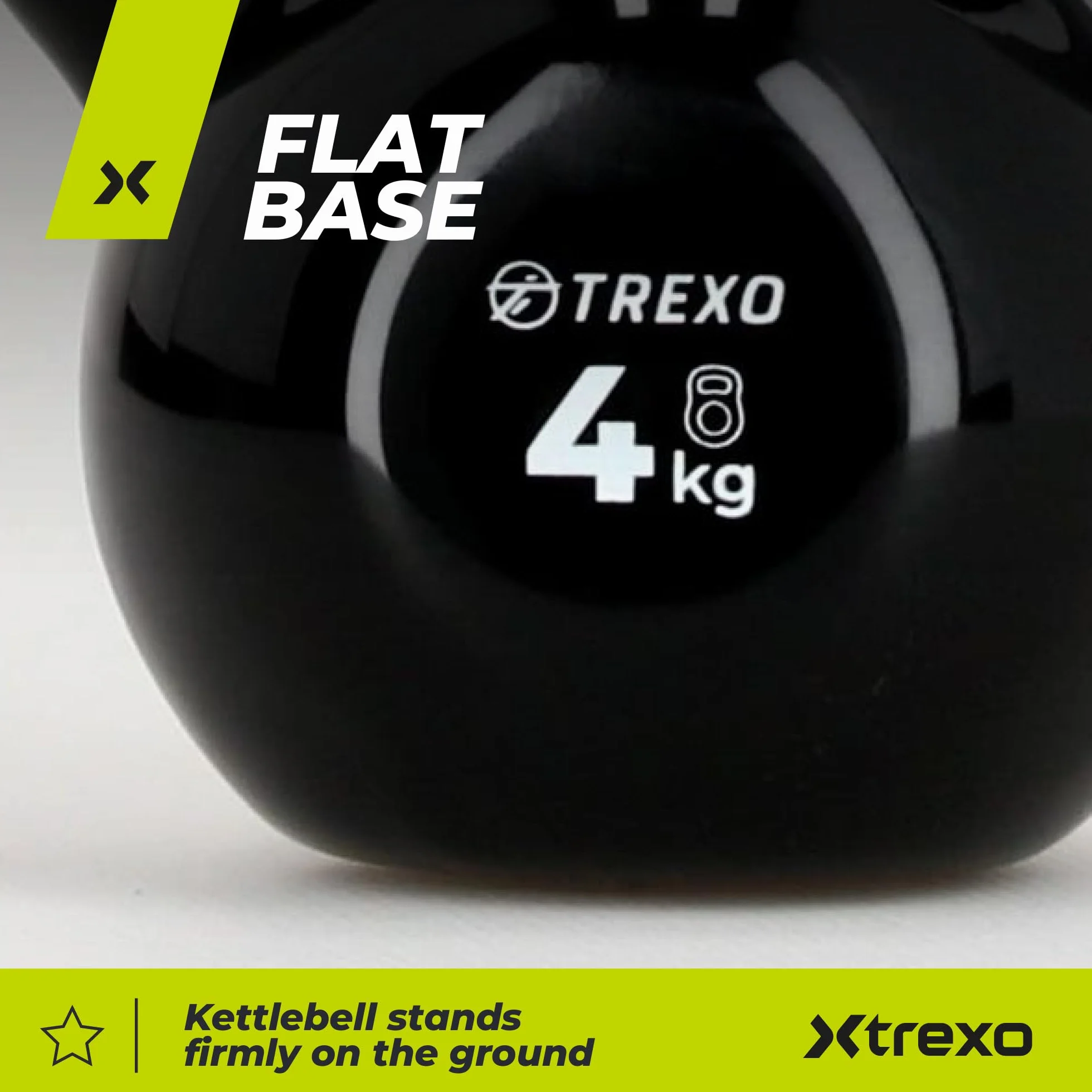 TREXO Kettlebel Żeliwo z powłoką winylową VKB04 do ćwiczeń w domu i na siłownię