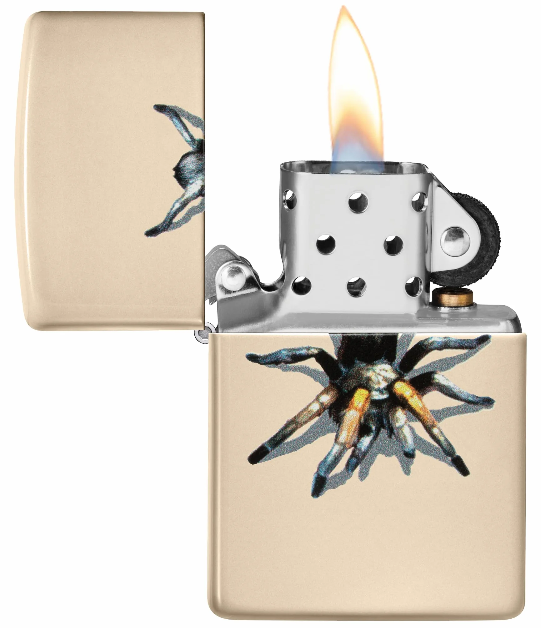 Zippo Tarantula Spider Zapalniczka Sztormowa, Kolorowy Nadruk, do Napełniania, Wielokrotnego Użytku, Wiatroodporna Konstrukcja, Wykonano w USA, Kolor Piaskowy (Flat Sand)