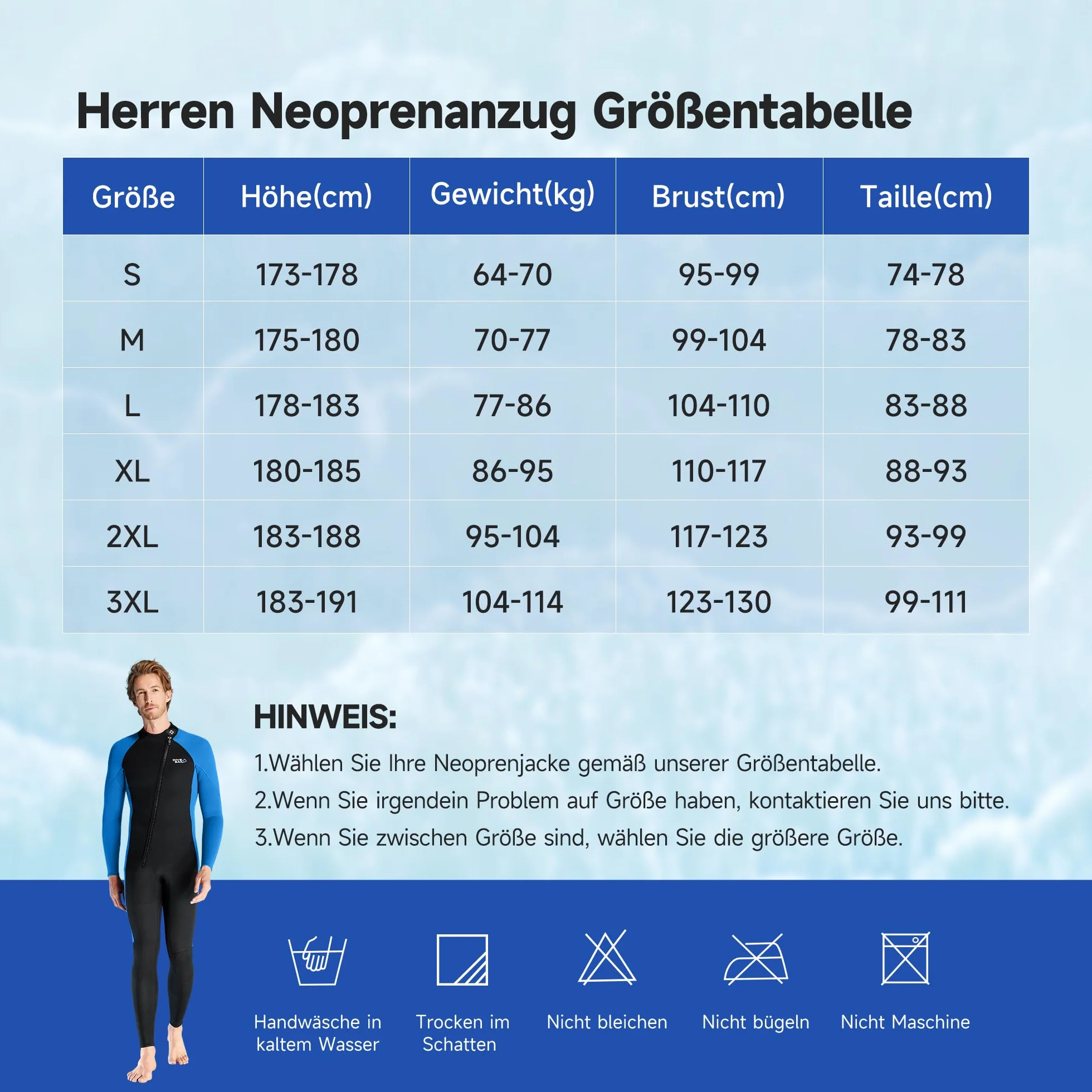 Kombinezon neoprenowy 3 mm do nurkowania z długim rękawem i zamkiem z przodu
