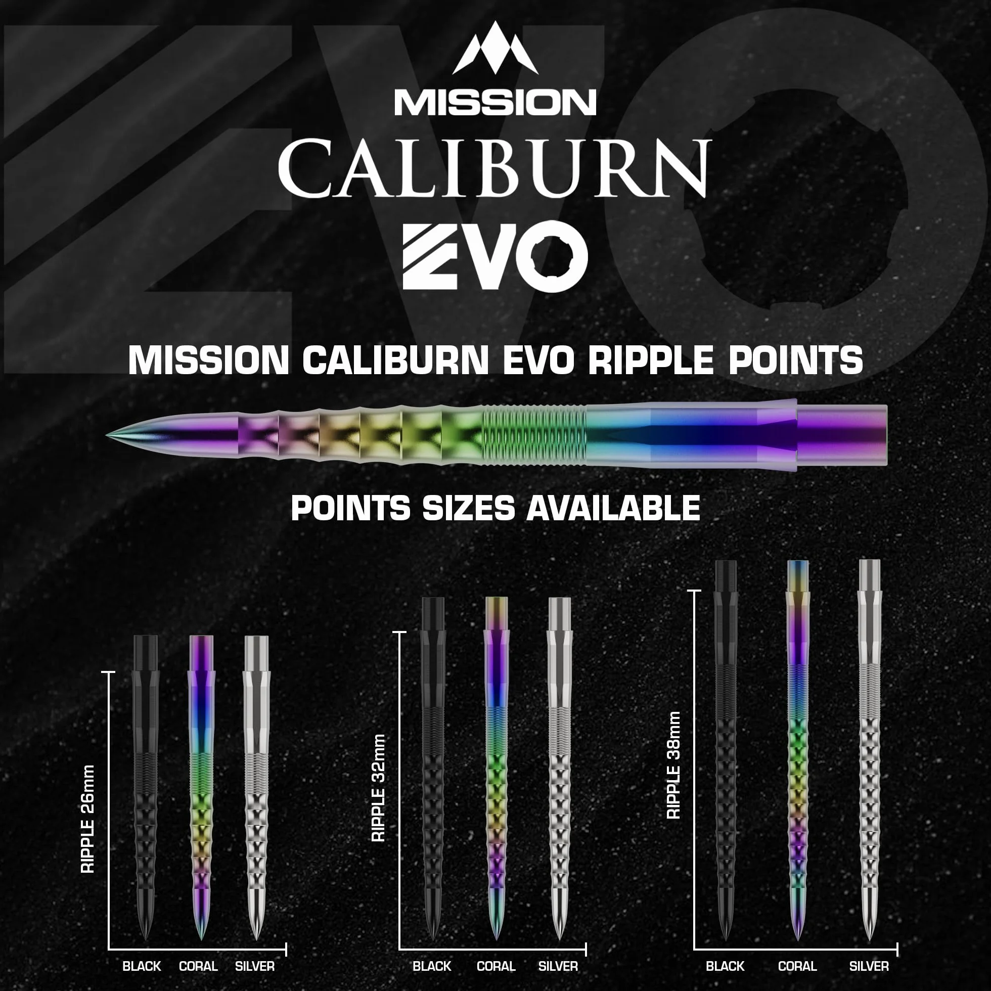 Caliburn EVO Dart Points rowkowane wiele kolorów