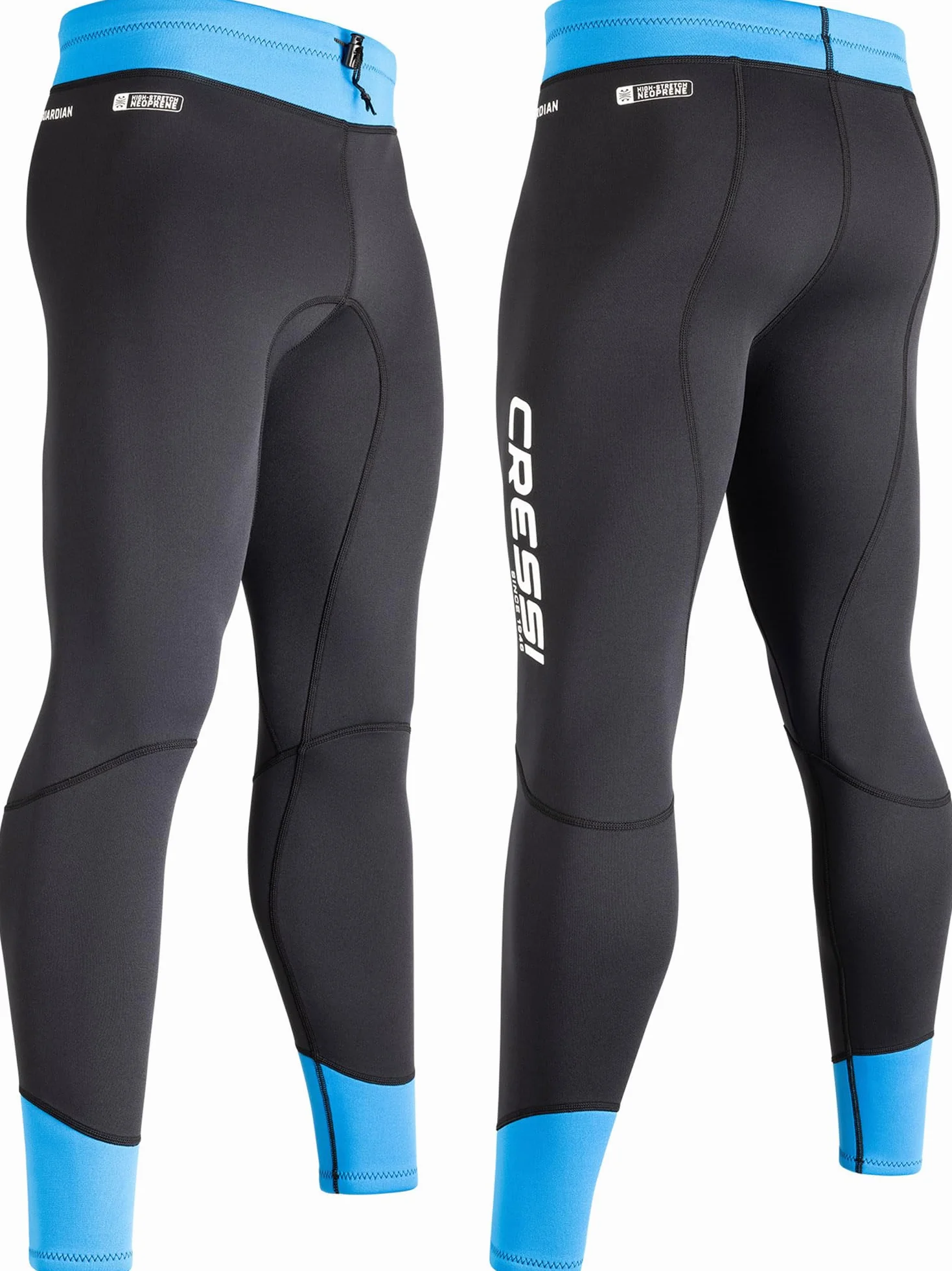 CRESSI Guardian Man Spodnie neoprenowe czarne/niebieskie 2 mm L/4-2 mm podwójne spodnie neoprenowe, idealne dla wszystkich entuzjastów sportów wodnych, czarne/niebieskie, L/4, męskie