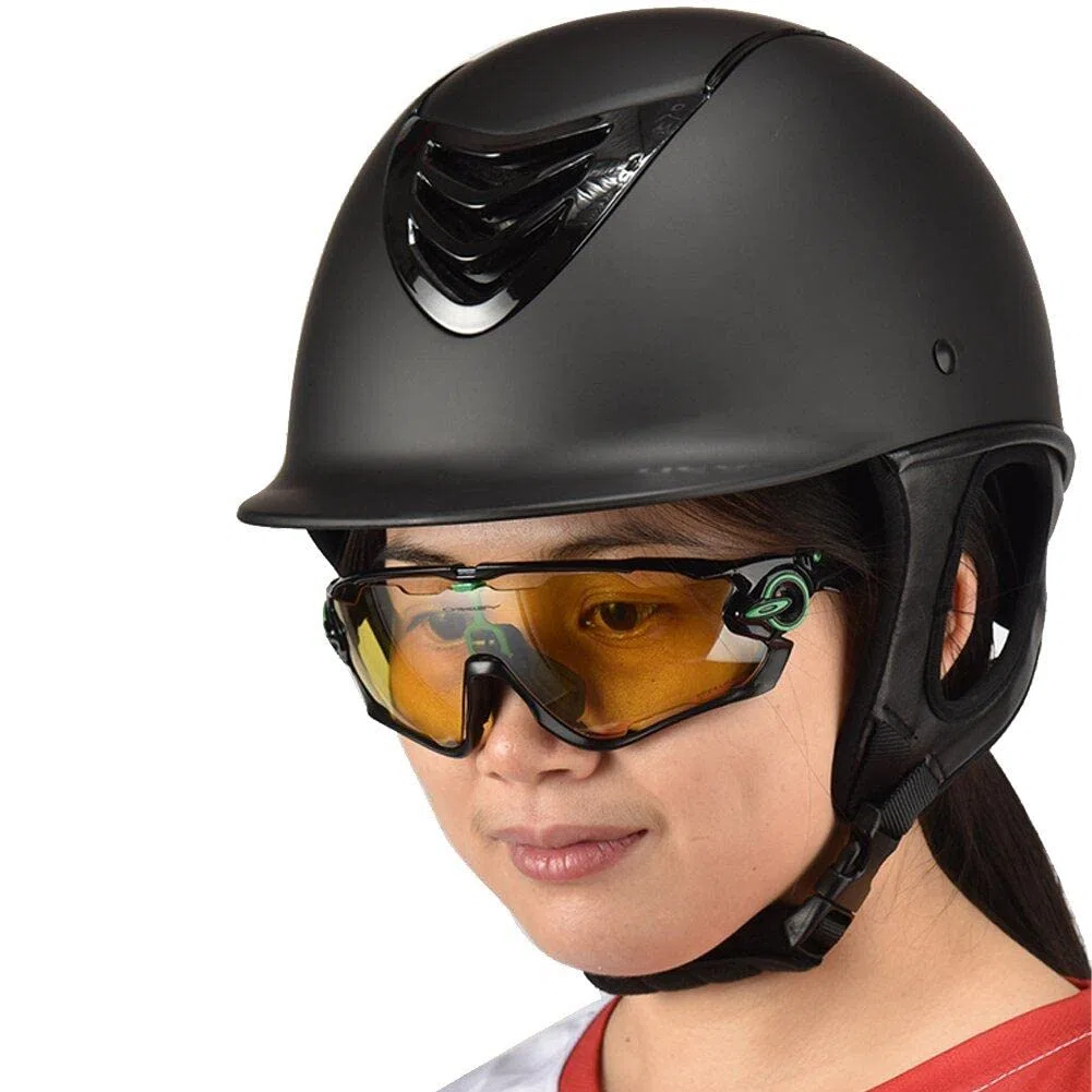 Kask jeździecki dla dorosłych oddychający kask jeździecki kapelusz rycerza zdejmowane rondo kask prędkości akcesoria do jazdy konnej 58-62 cm
