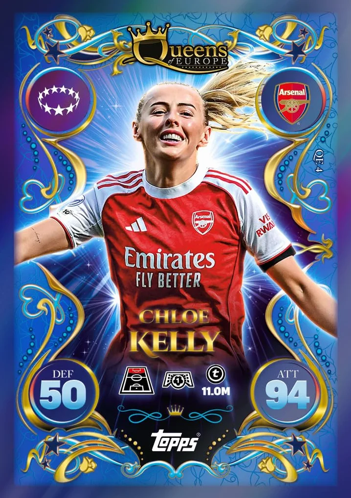 Topps UCC Match Attax 2025/26 - Update Eco Pack #3 - Queens of Europe - zawiera 41 kart, w tym 16 ekskluzywnych kart Queens of Europe plus jedną kartę LE Star Girl.