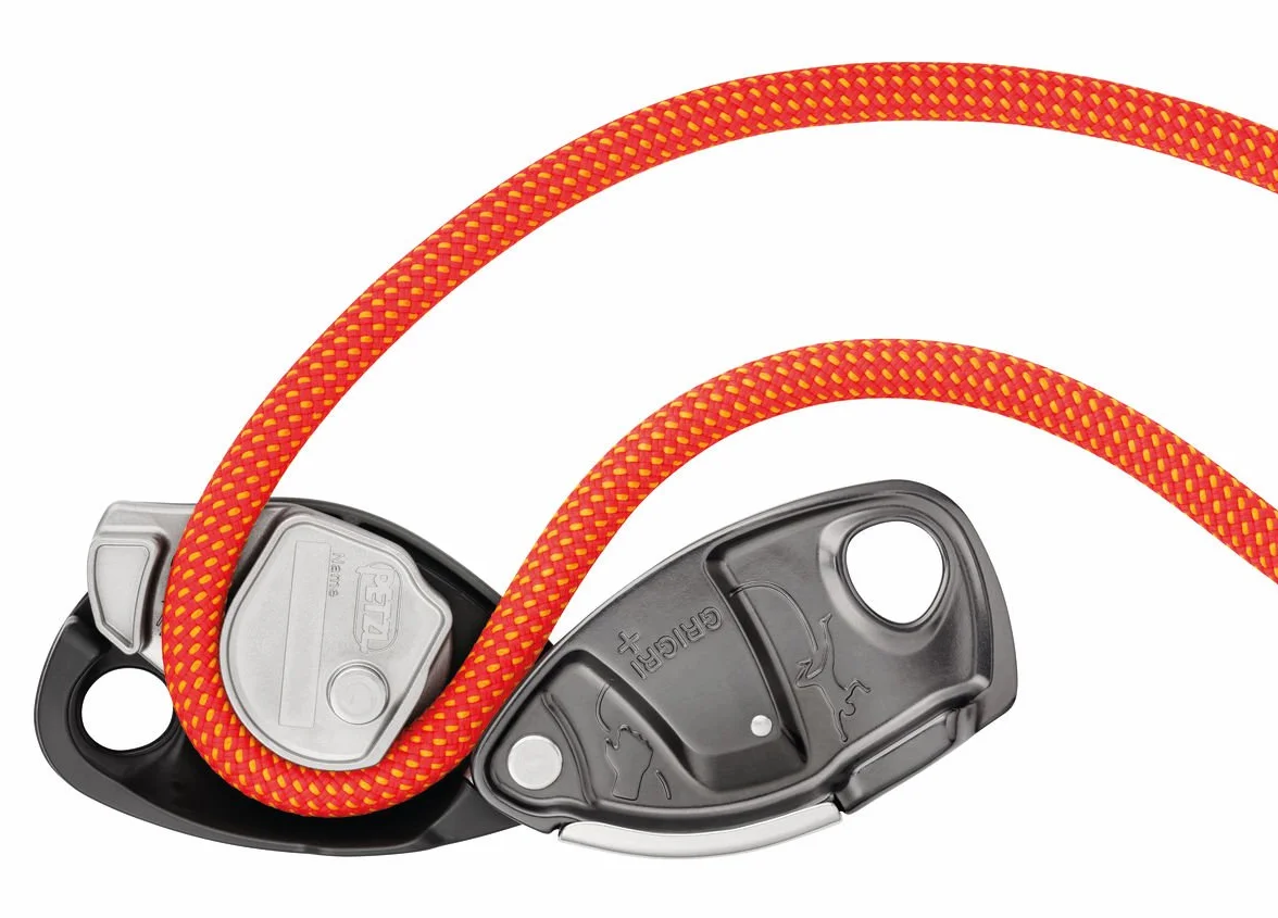 Petzl GRIGRI + urządzenie asekuracyjne z blokadą wspomaganą kamerą i uchwytem przeciwpanicznym, odpowiednie dla osób uczących się i intensywnego użytkowania