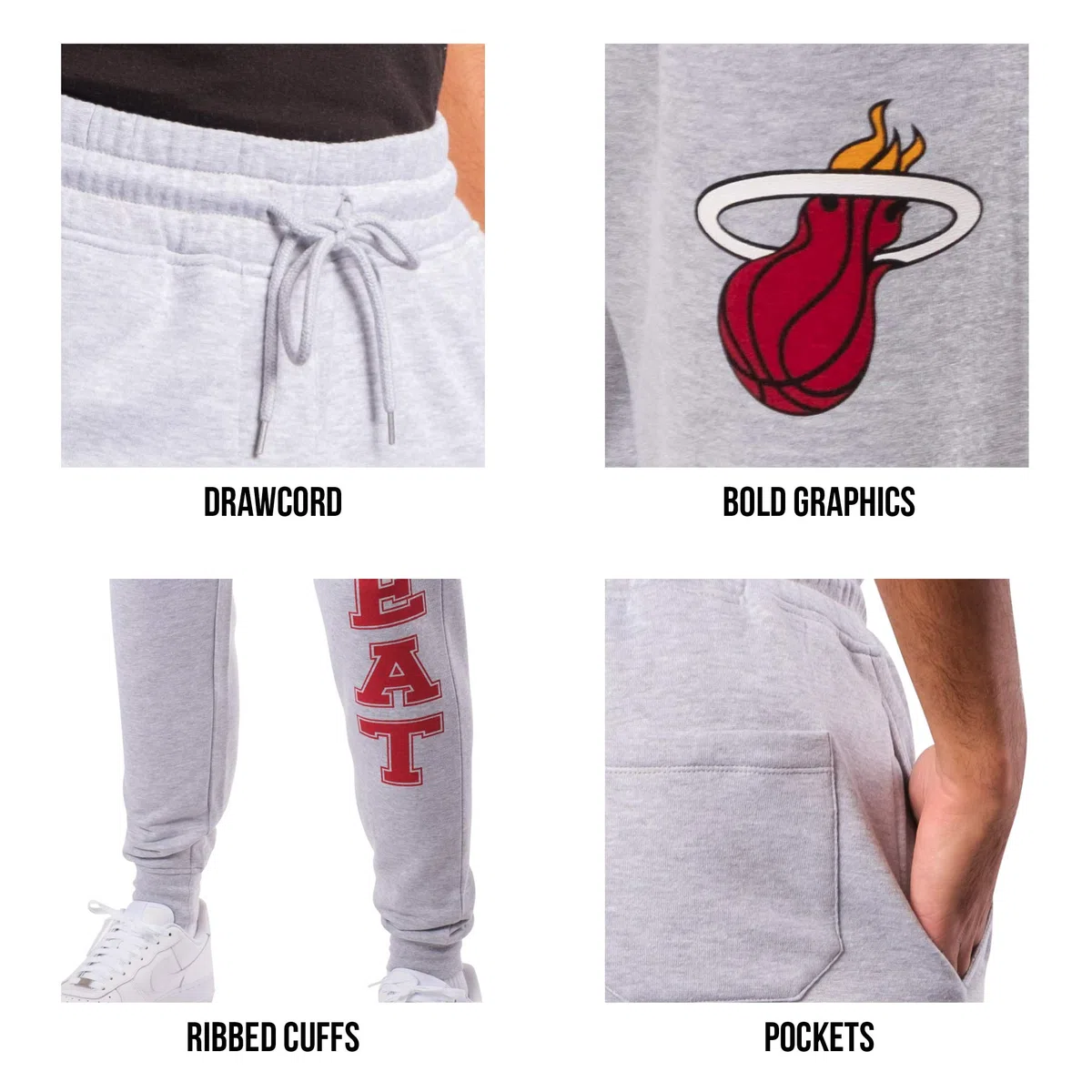 Ultra Game NBA Official Men’s Super Soft Game Day Jogger Sweatpants - Unisex, Memphis Grizzlies, Heather Gray, X-Large