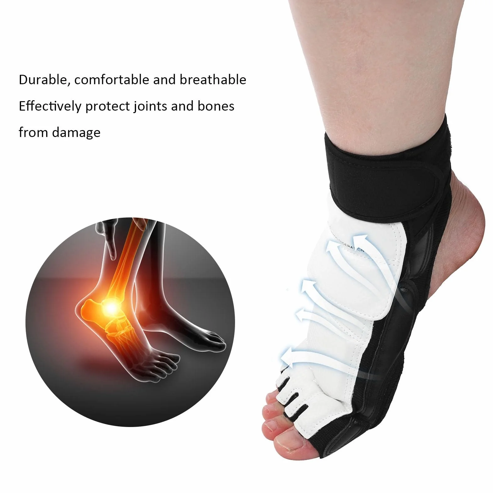 Taekwondo Foot Guard, Taekwondo Foot Boxing Protection Ankle Support Kickboxing Gym Training Part (L)