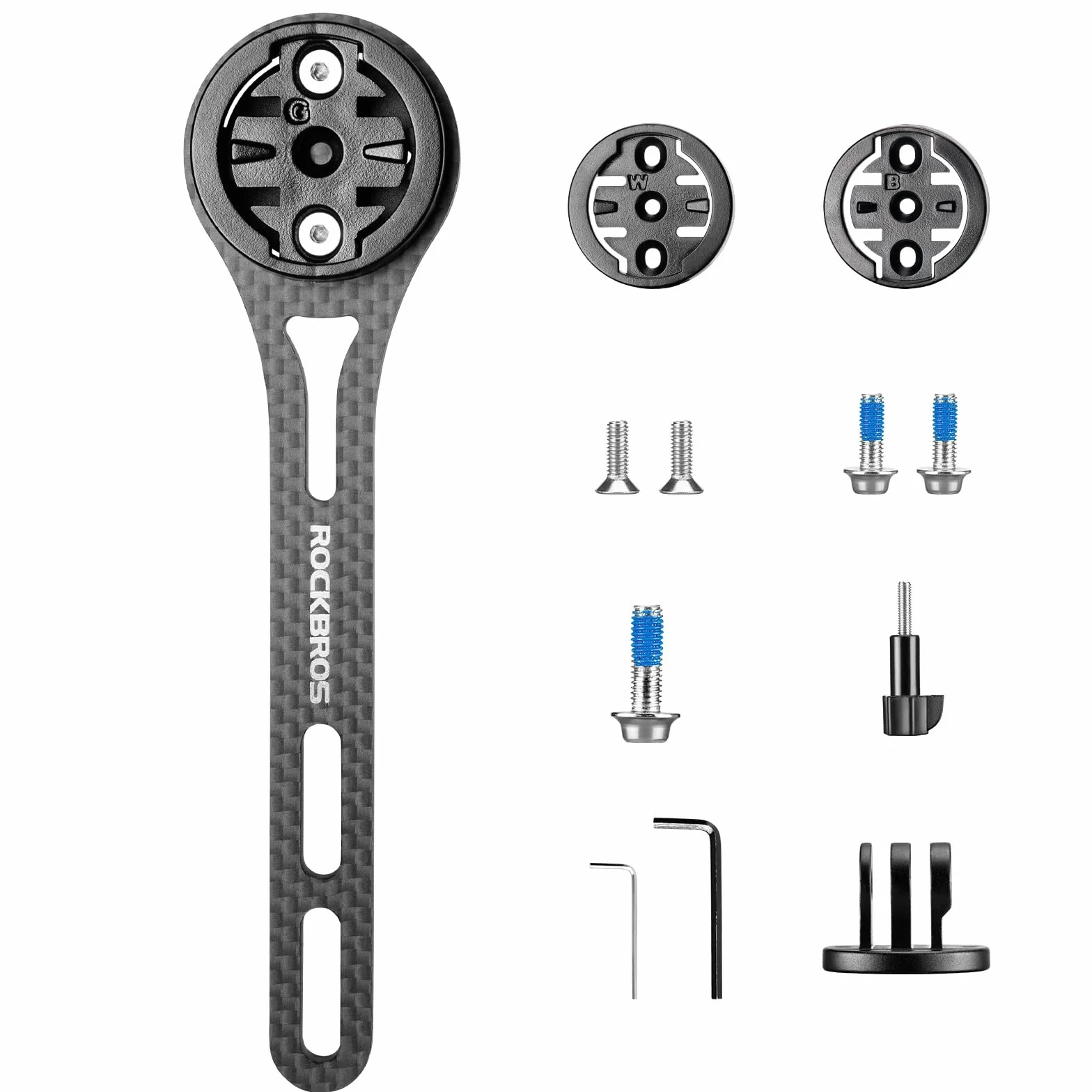 ROCKBROS Aero uchwyt na komputer rowerowy z włókna węglowego z szybkim zapięciem, przedłużka kierownicy kompatybilna z Garmin, Wahoo, Bryton, Action Cams i lampkami rowerowymi