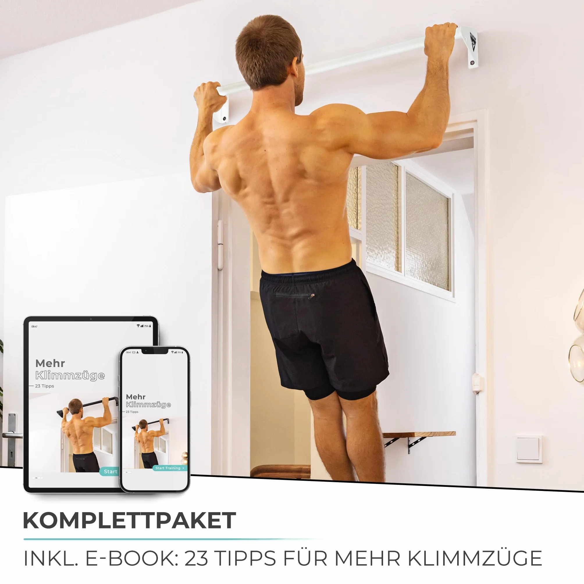 PULLUP & DIP Drążek do podciągania do montażu na ścianie nad framugami drzwi stabilny do domowej siłowni, idealny do podciągania, unoszenia nóg i kółek gimnastycznych, solidna konstrukcja stalowa.