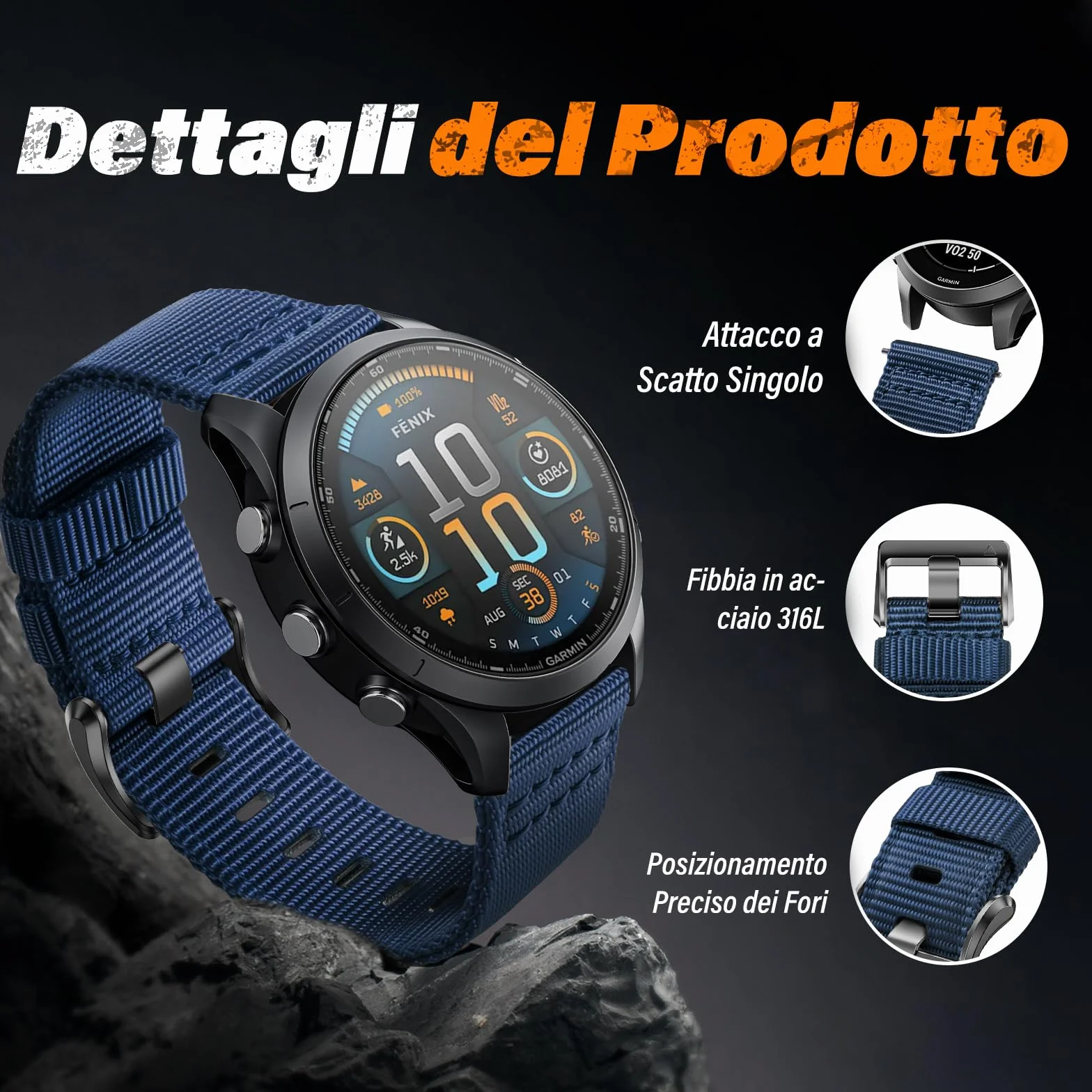 Kompatybilny z Garmin Instinct E45 mm/Instinct E40mm/Instinct 3-45 mm/Instinct 3-50 mm, pasek silikonowy 20 mm/22 mm/26 mm