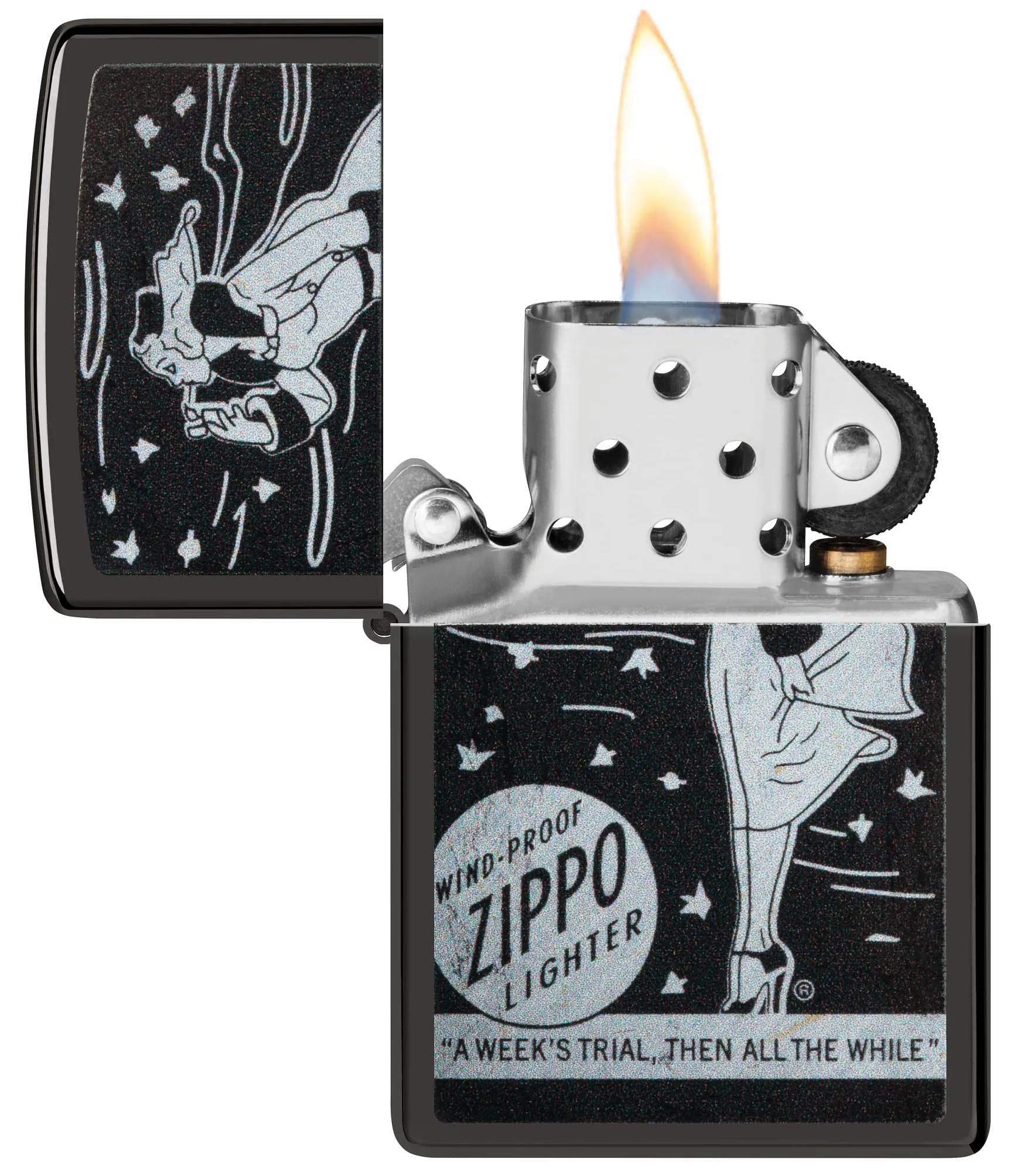 Zippo Vintage Windy Logo Zapalniczka Sztormowa Wielokrotnego Użytku Wiatroodporna Czarny