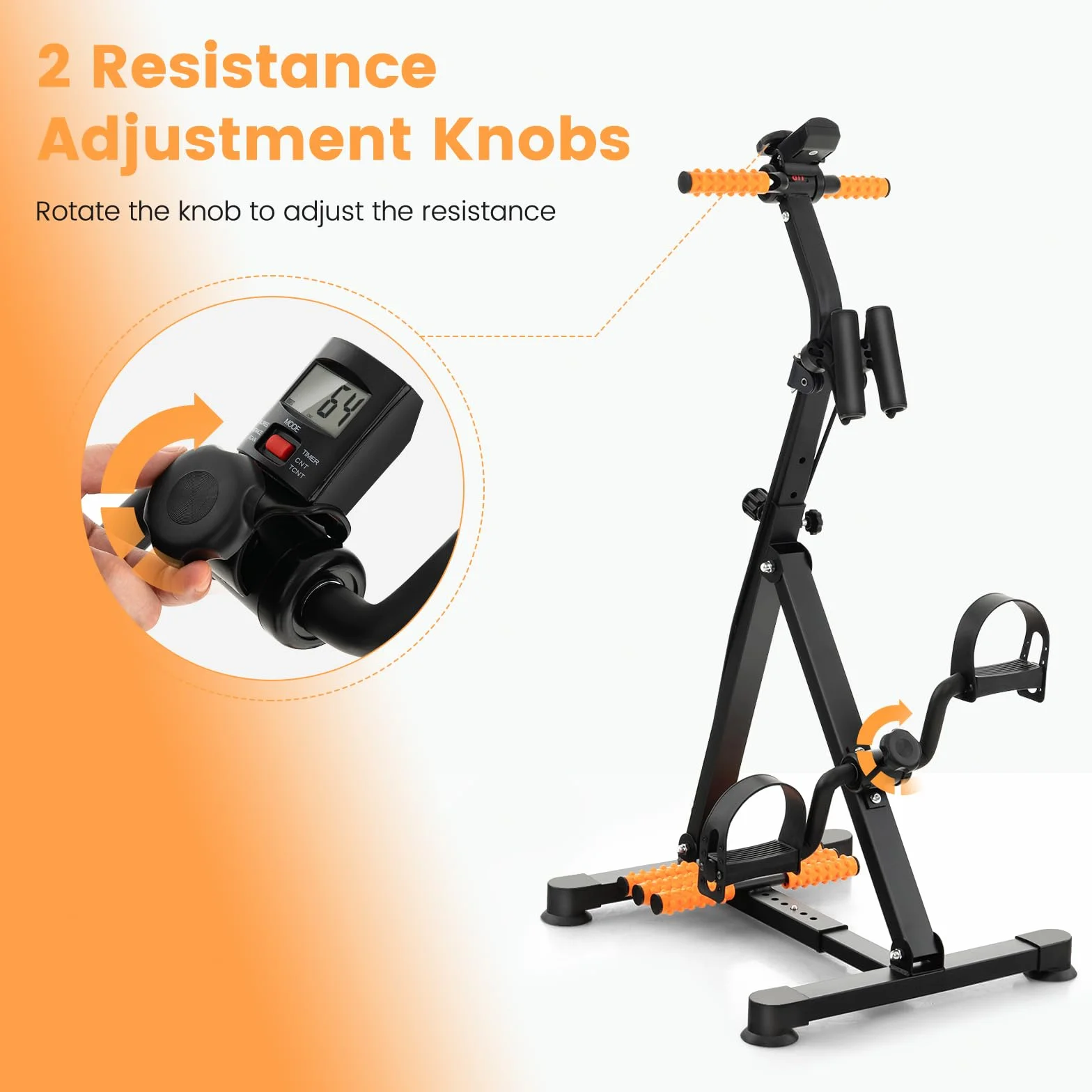 KOMFOTTEU Rower Treningowy dla Seniorów z Masażem, Regulowaną Wysokością i Oporem, Wyświetlacz LCD