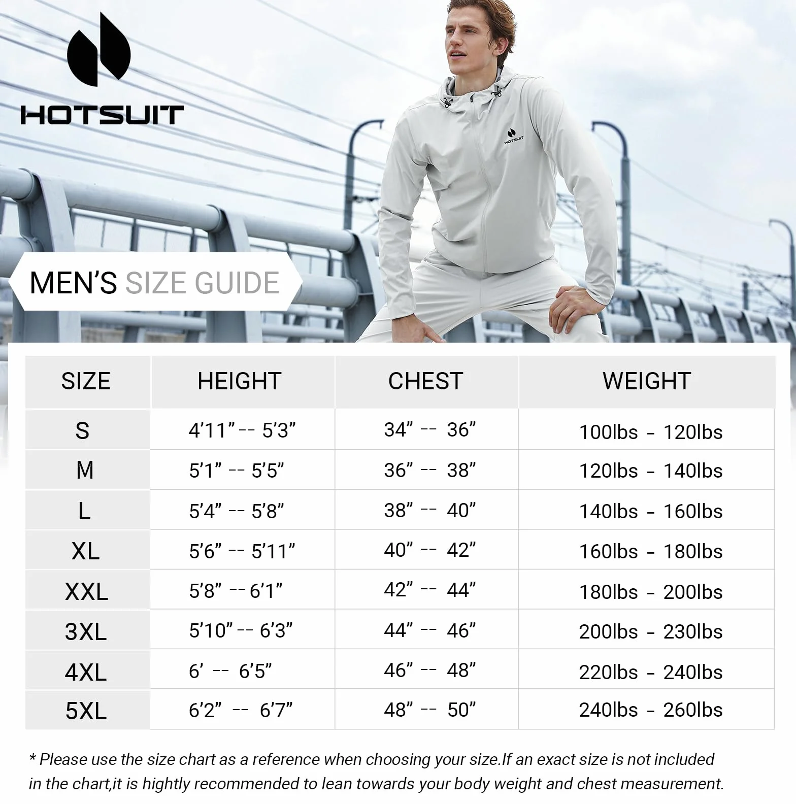 HOTSUIT Herren Sauna Trainingsanzug Reißverschluss Fitness Schwitzjacke czarna