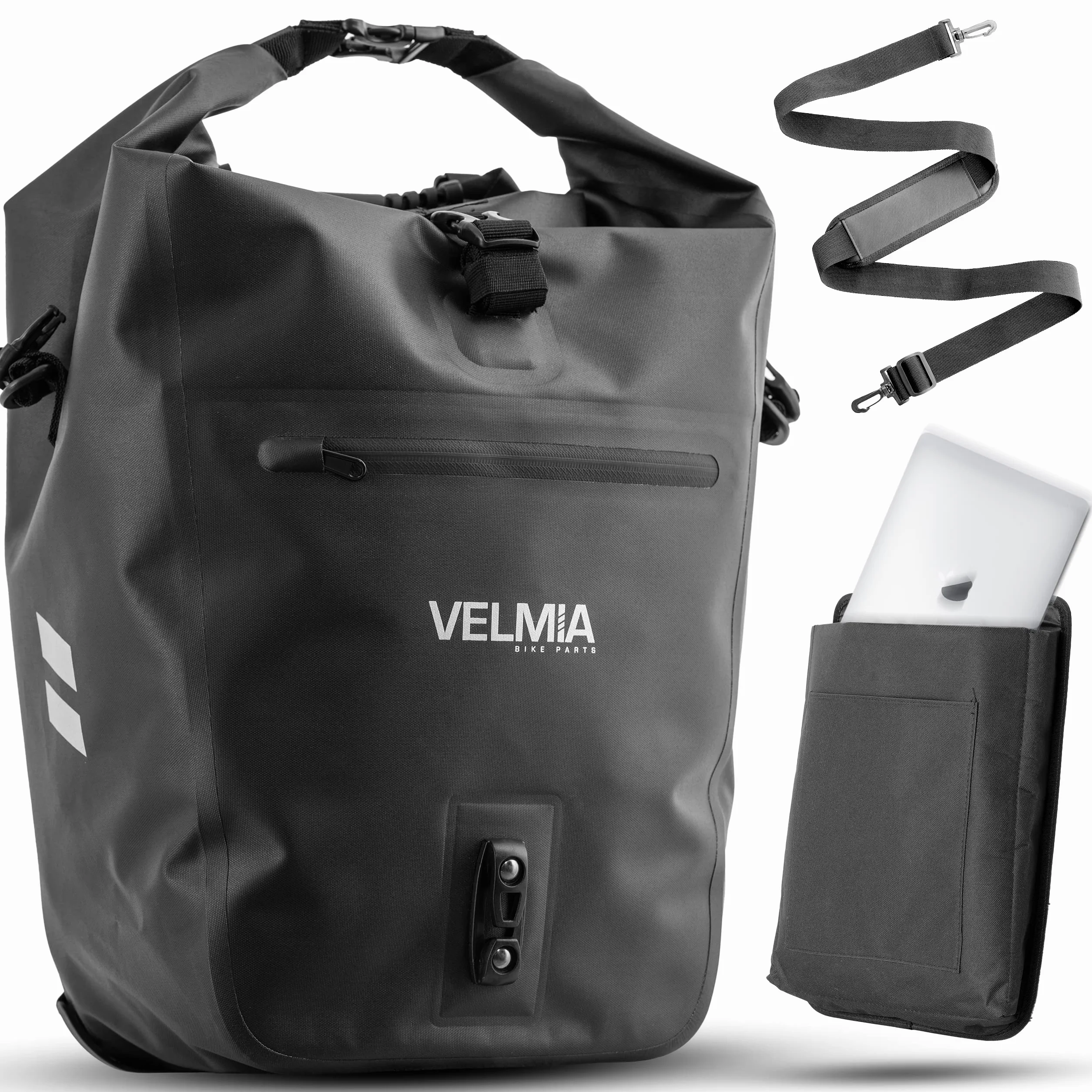 Velmia Torba rowerowa na bagażnik dachowy z uchwytem do przenoszenia - w 100% wodoodporna, praktyczna torba z tyłu