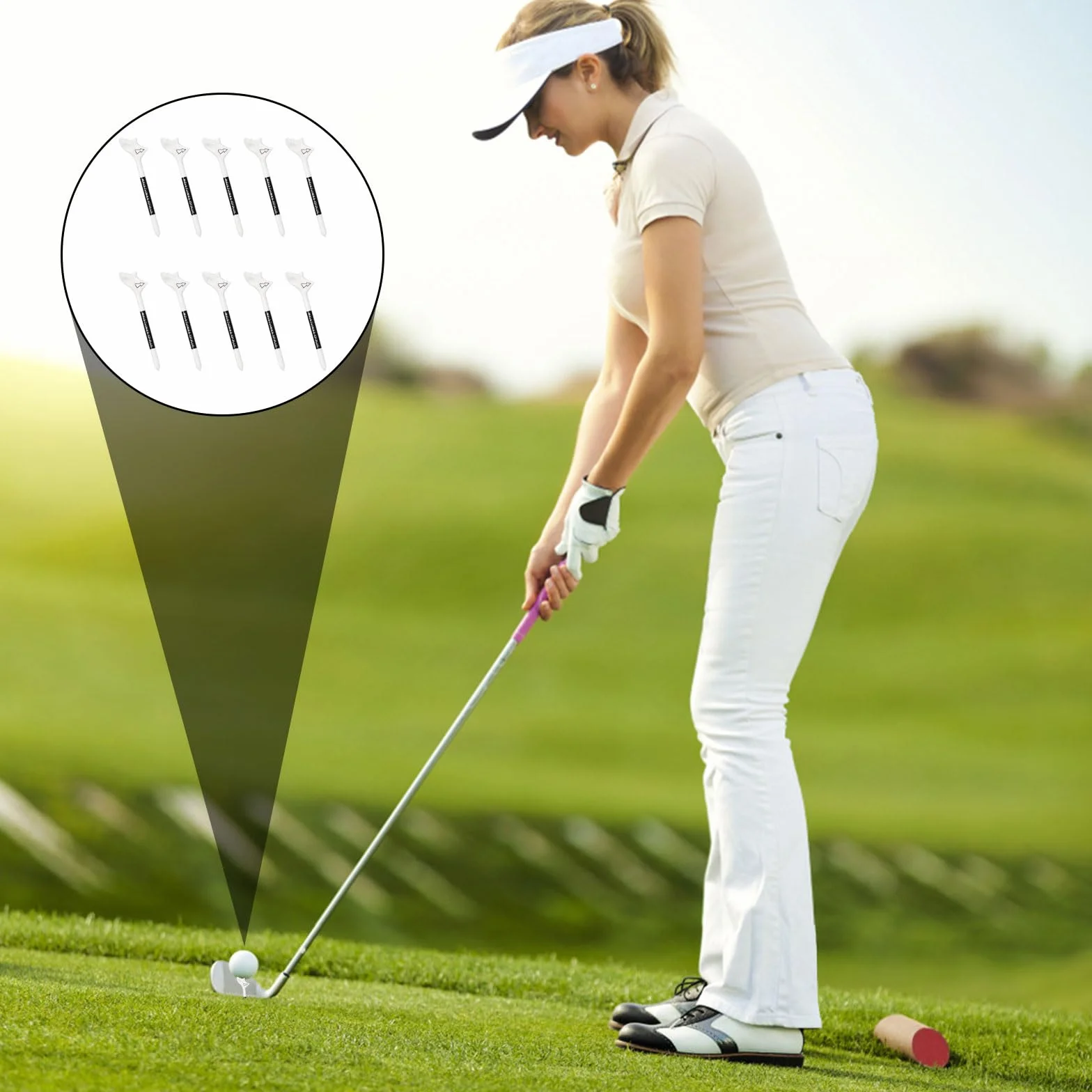 10 sztuk trójniki golfowe, plastikowe koszulki golfowe 83 mm, plastikowy symulator golfowy, profesjonalne akcesoria do treningu golfowego, trawnik na zewnątrz pole golfowe