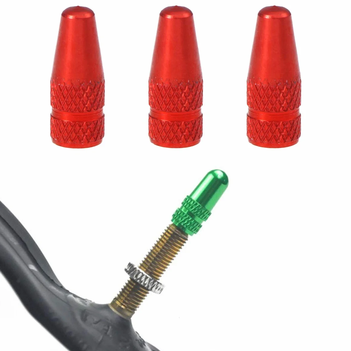 VORCOOL 6 sztuk francuskich nakrętek na wentyle rowerowe, ze stopu aluminium, do rowerów MTB, wyścigowych, górskich, zaślepek na wentyle powietrzne (czerwone)