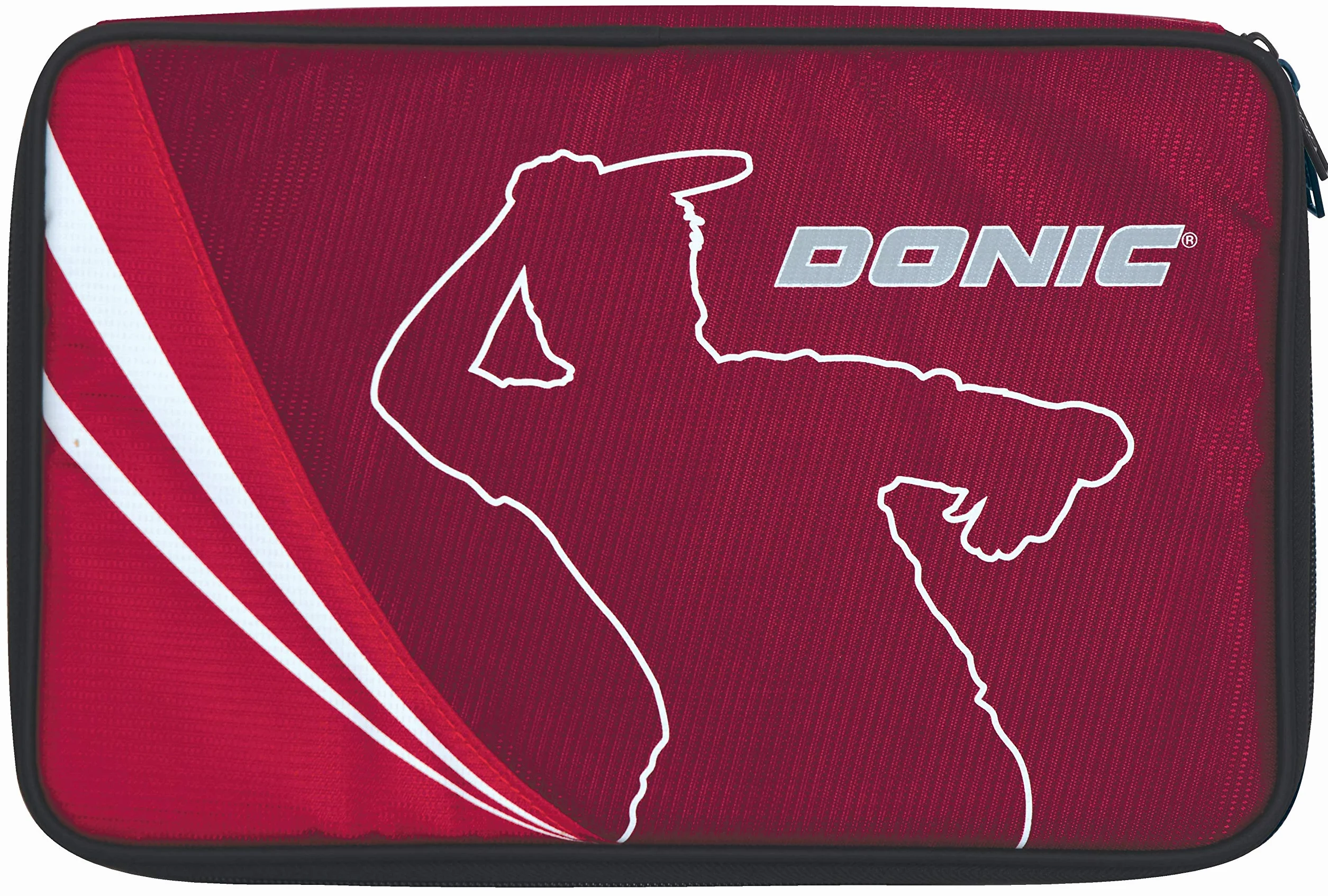 Donic-Schildkröt 818541 pokrowiec na tenisa stołowego Legends Plus, na maksymalnie dwie rakiety, dodatkowy przedział na kulki, Unisex-Youth, Red, Up to Two Rackets