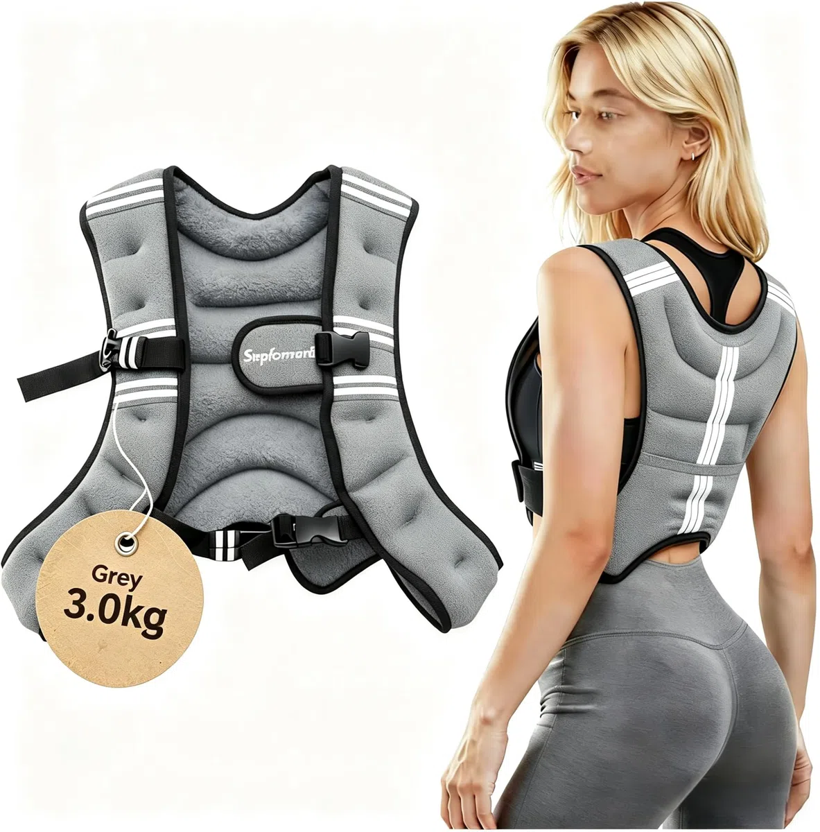 Kamizelka treningowa, 3 kg/5 kg, z paskami odblaskowymi i regulowanymi paskami, kamizelka do treningu siłowego, biegania, cardio i fitnessu